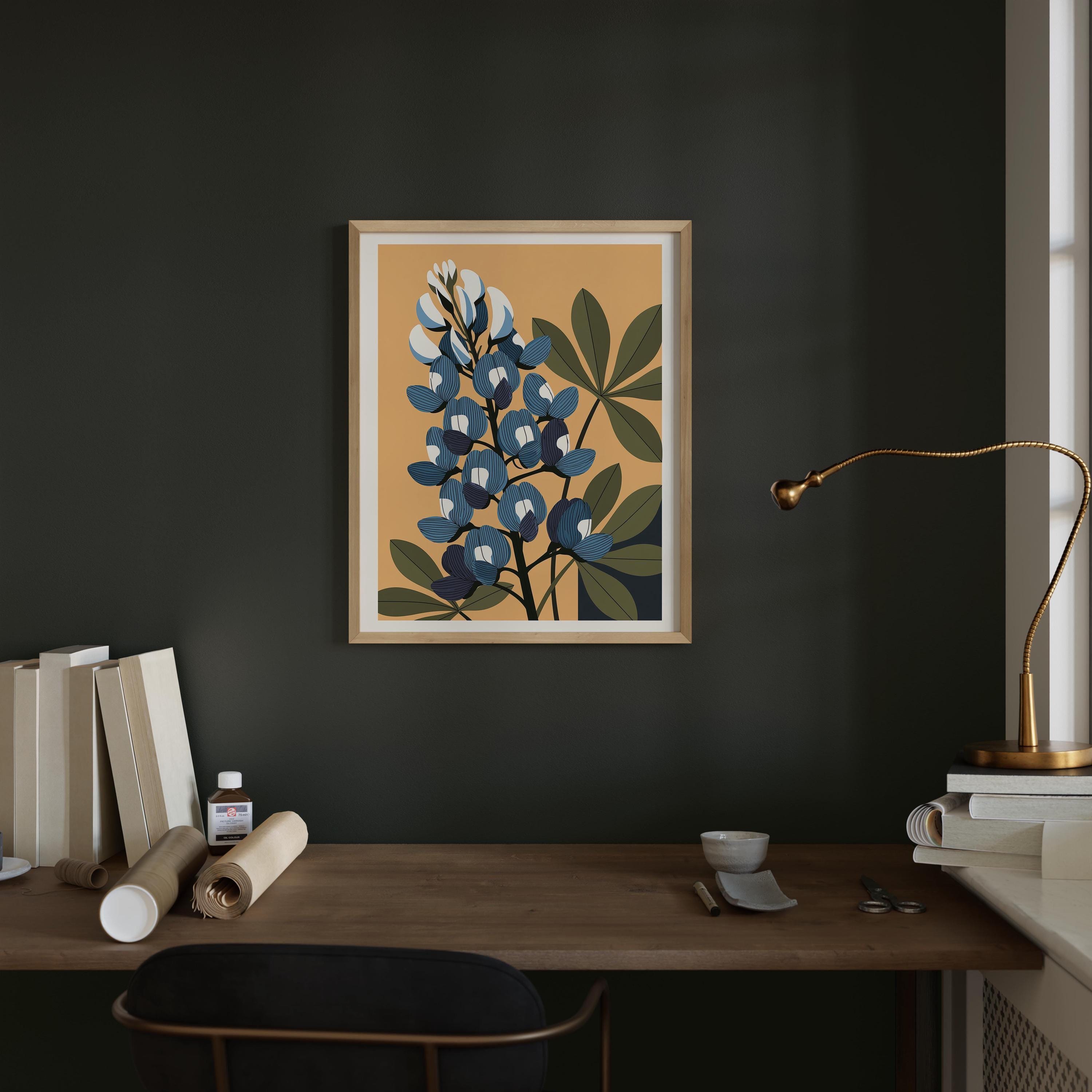 Texas state flower art print, bluebonnet