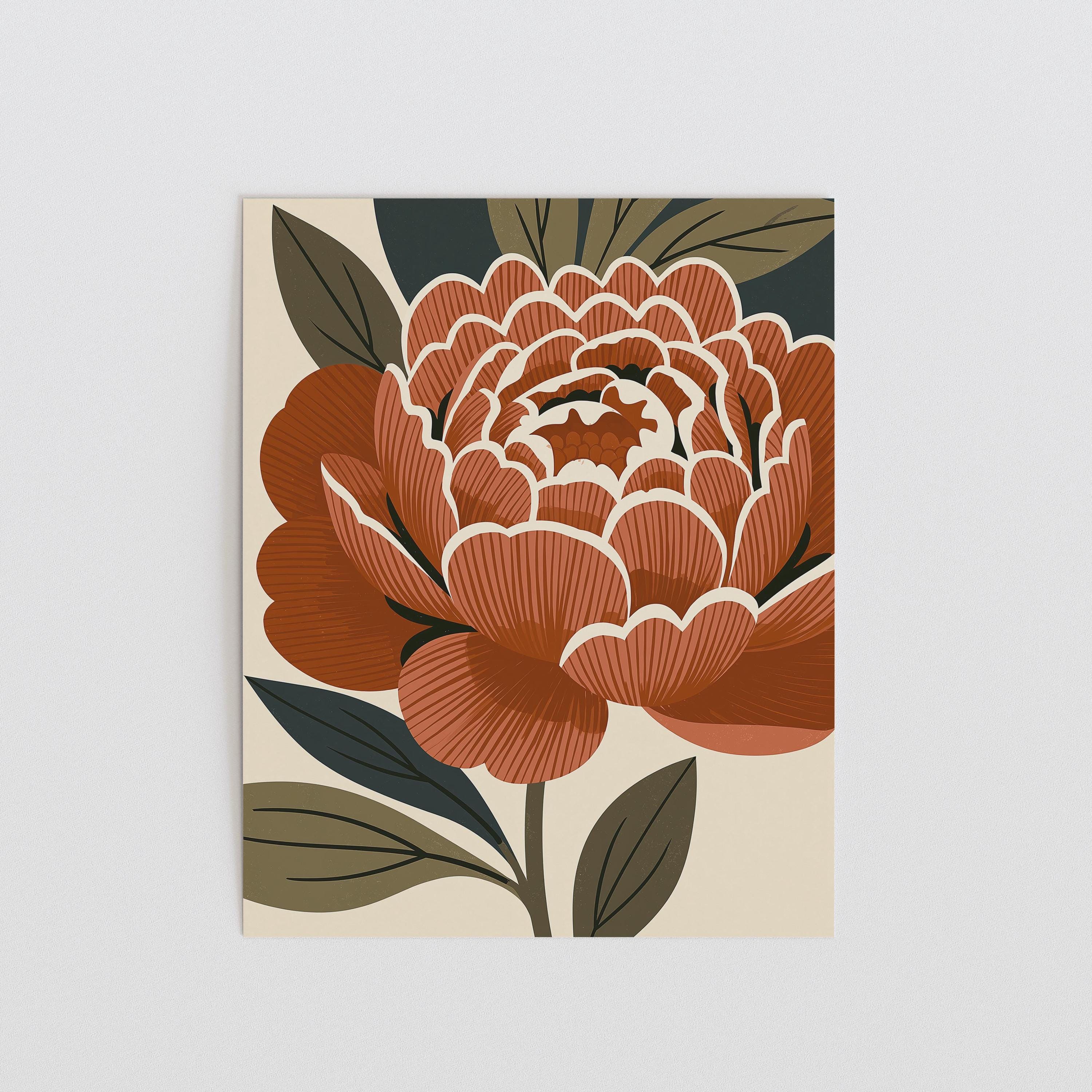 Indiana state flower art print, peony