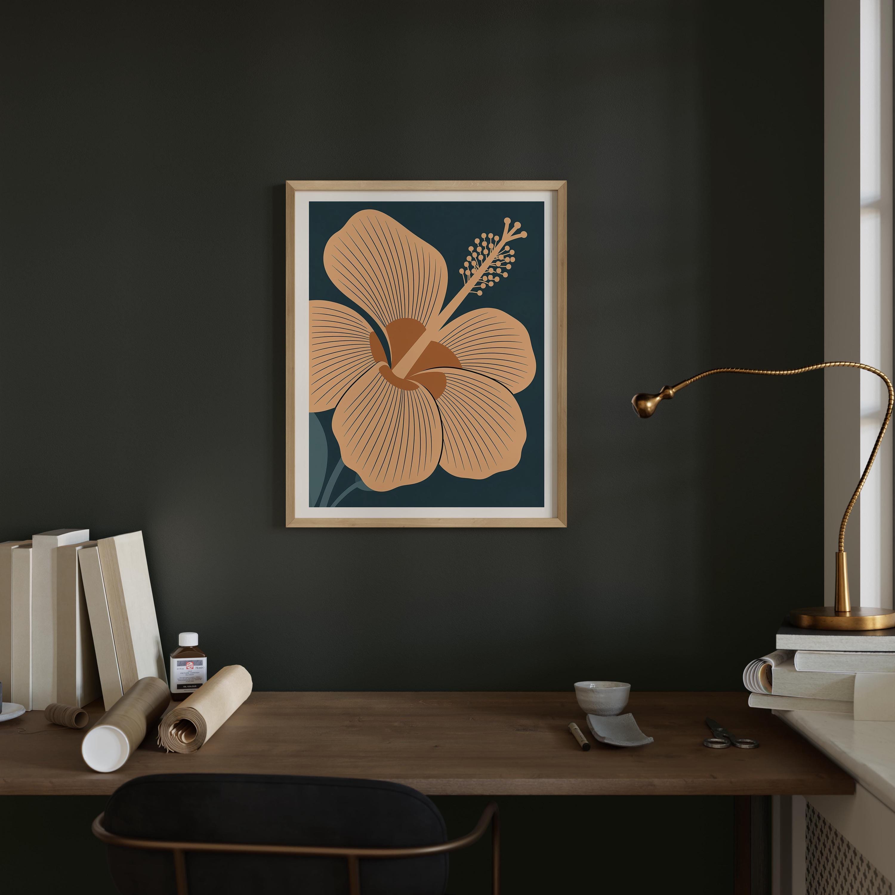 Hawaii state flower art print, yellow hibiscus