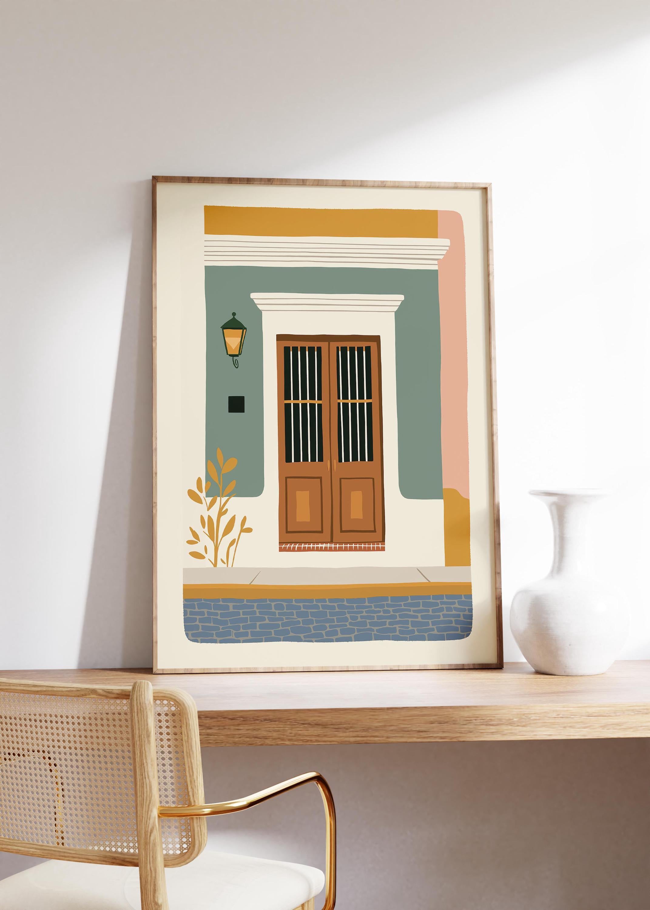 Old San Juan colonial door art print, Puerto Rico