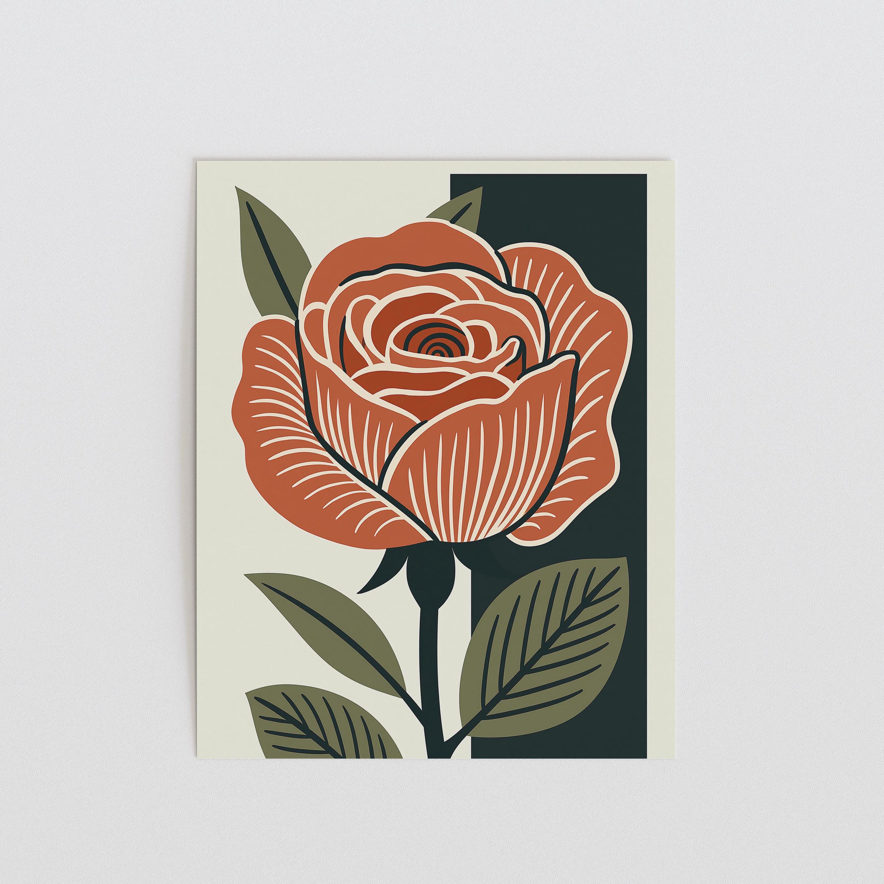 Oklahoma state flower art print, Oklahoma rose