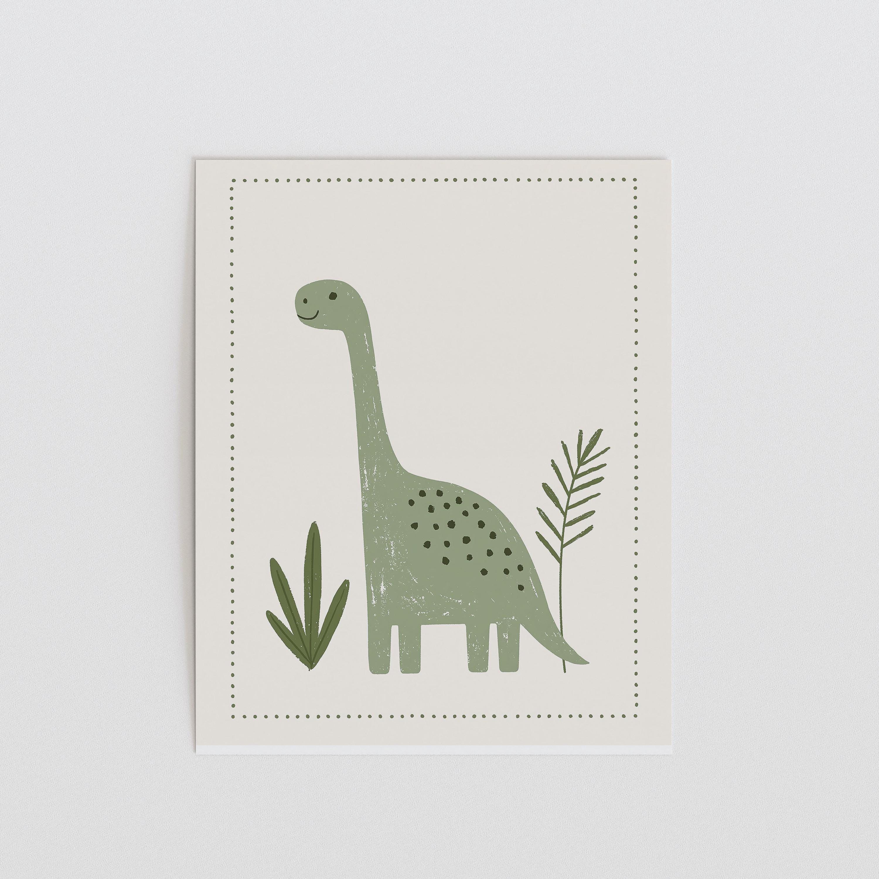 Sage brontosaurus nursery print