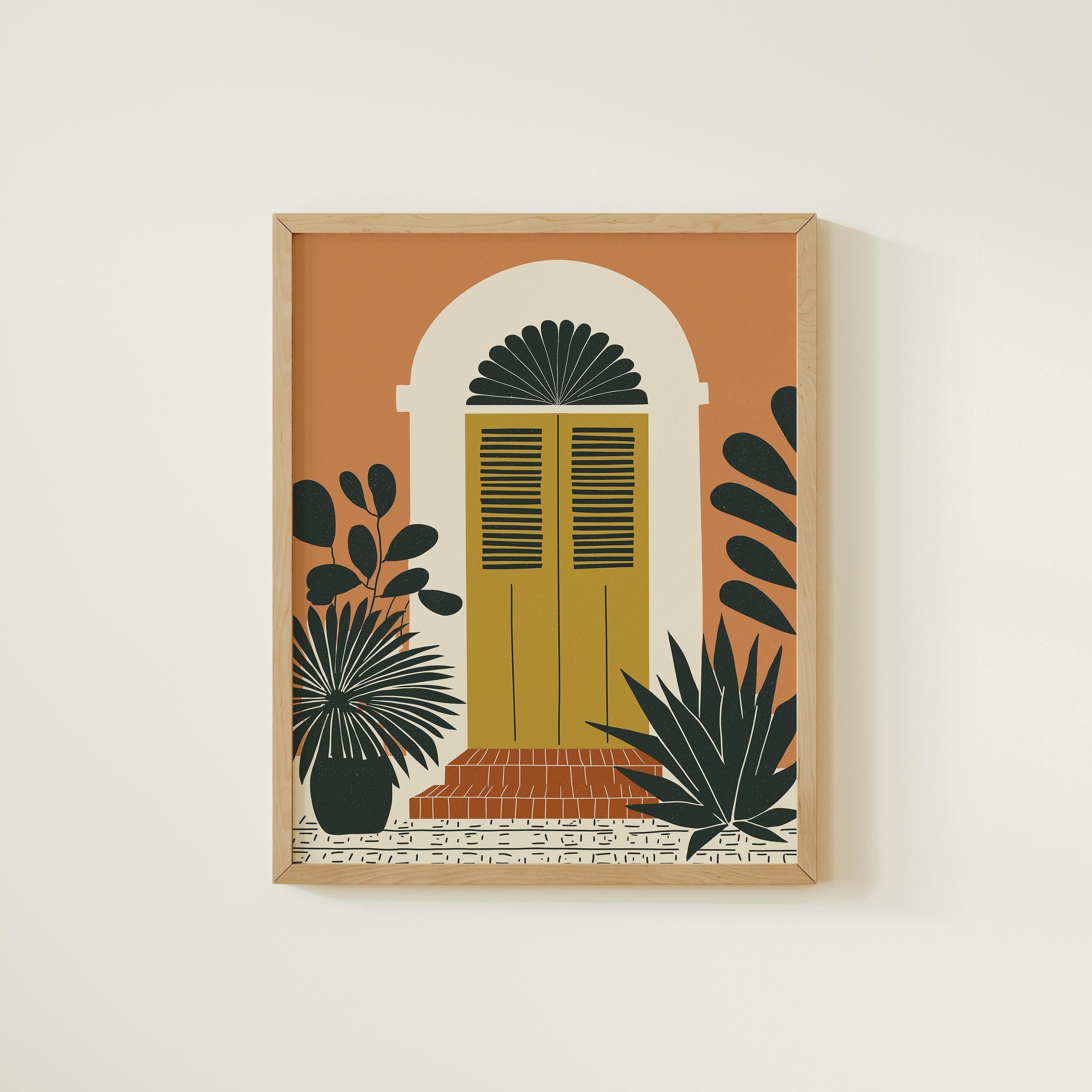 Old San Juan yellow arched door art print, Puerto Rico