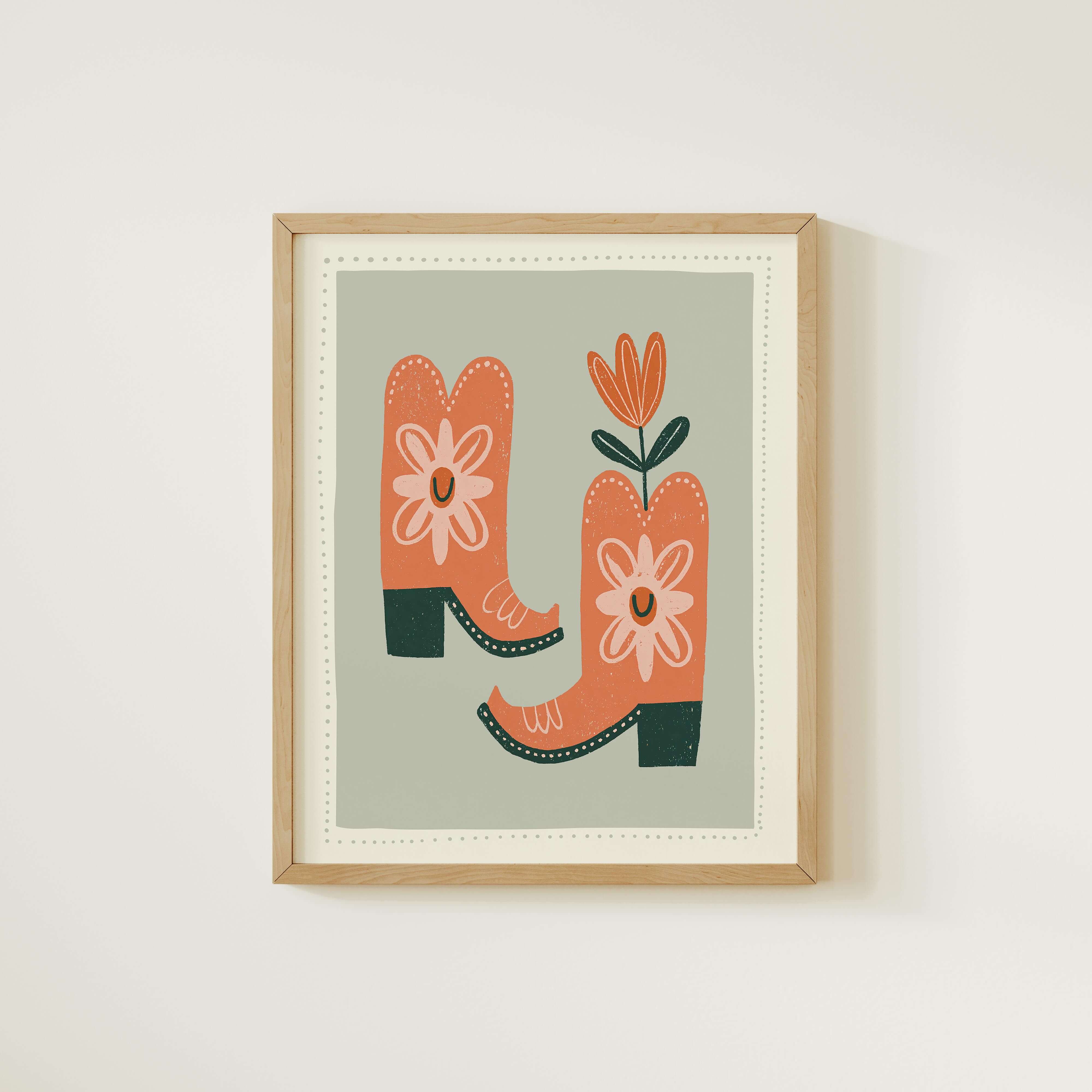 Floral Cowboy Boots Nursery Print