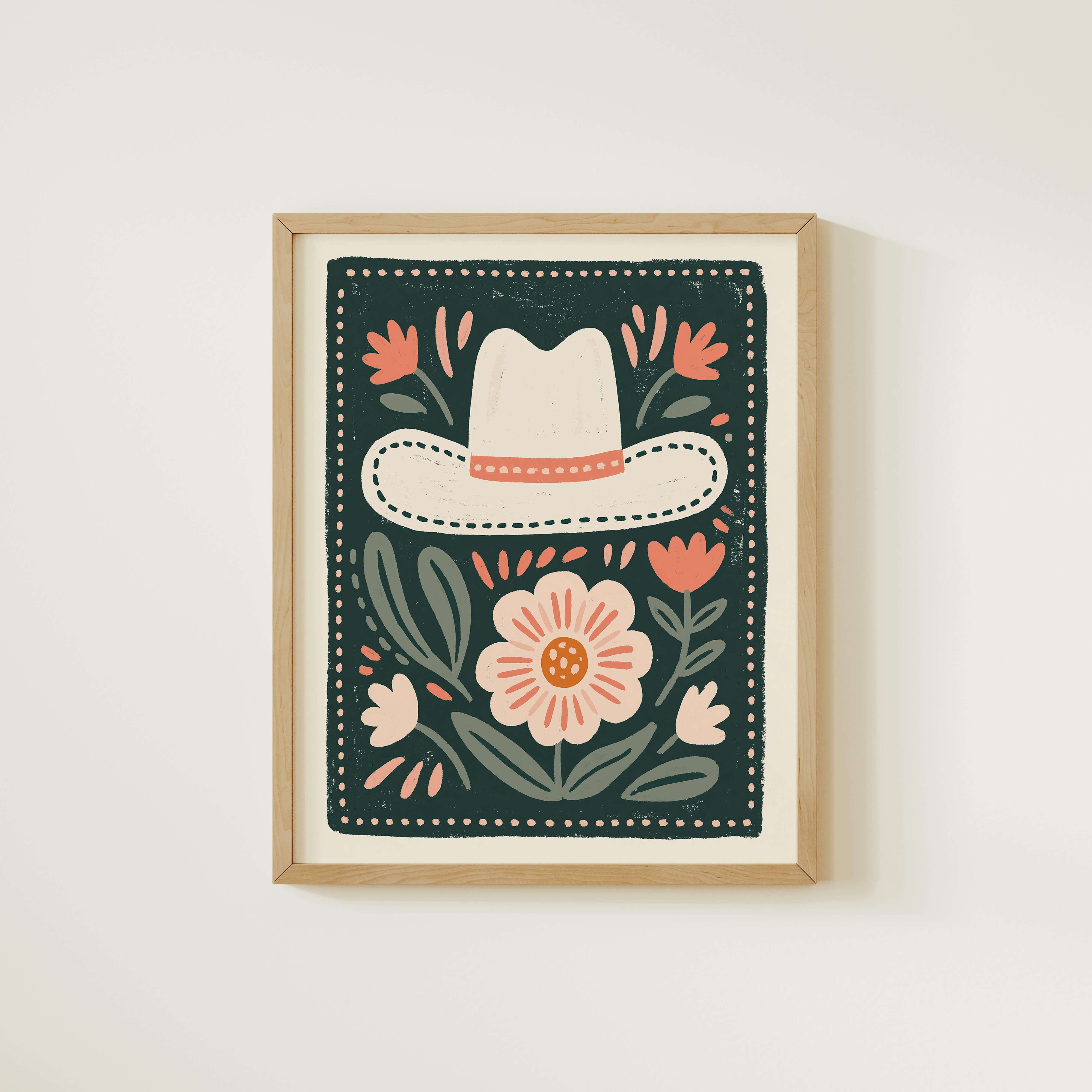 Floral Cowboy Hat Nursery Print