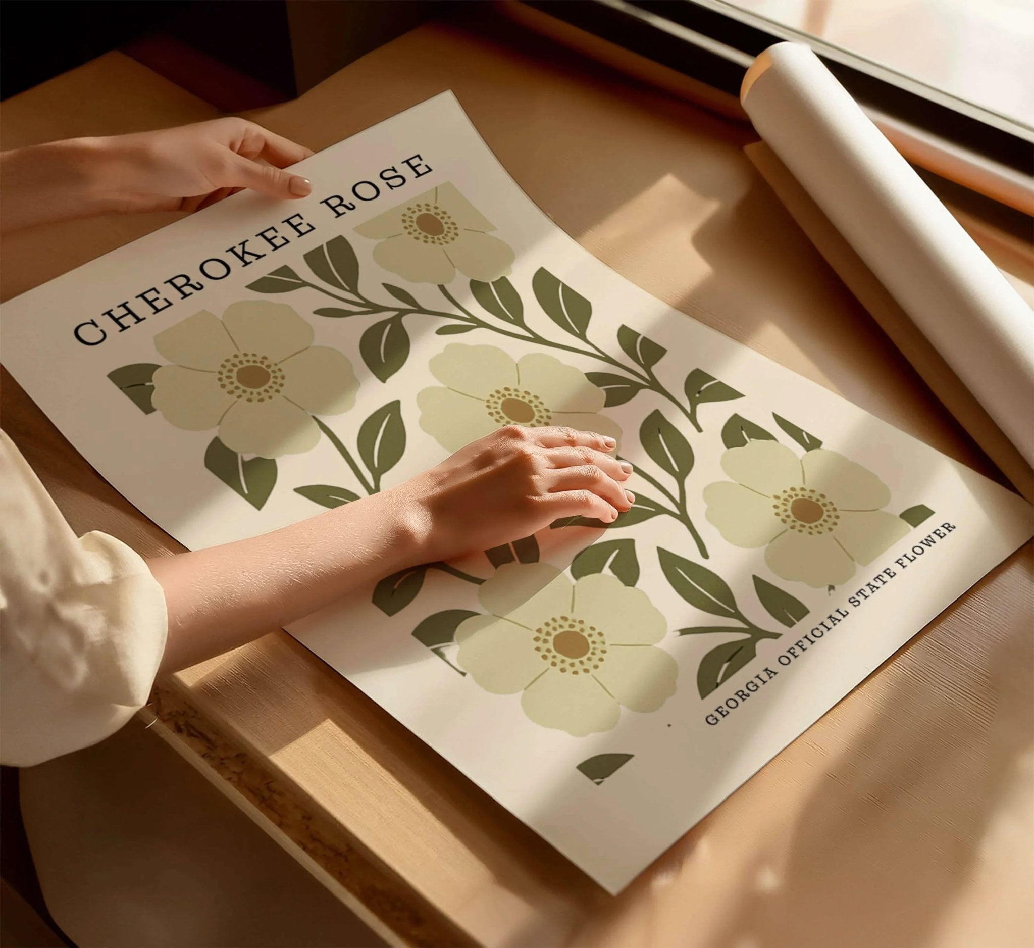 Georgia State Flower Art Print – Cherokee Rose - The FlatFile Society