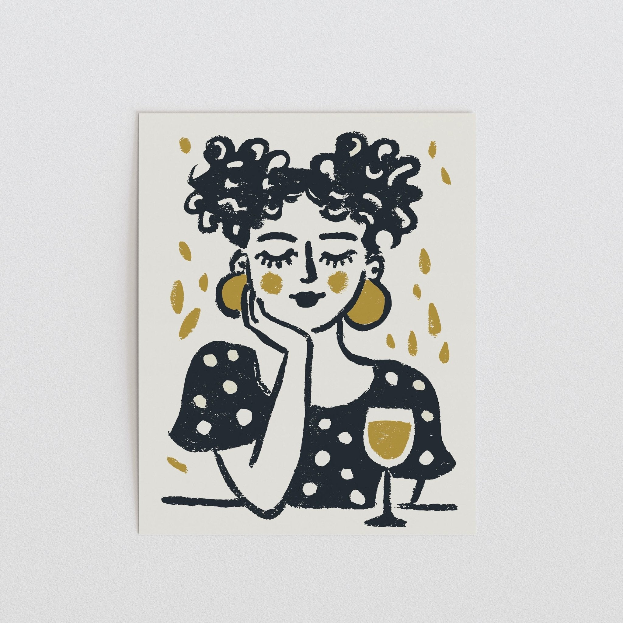 Golden Hour Gossip, Woman With Wine Art Print - The FlatFile Society