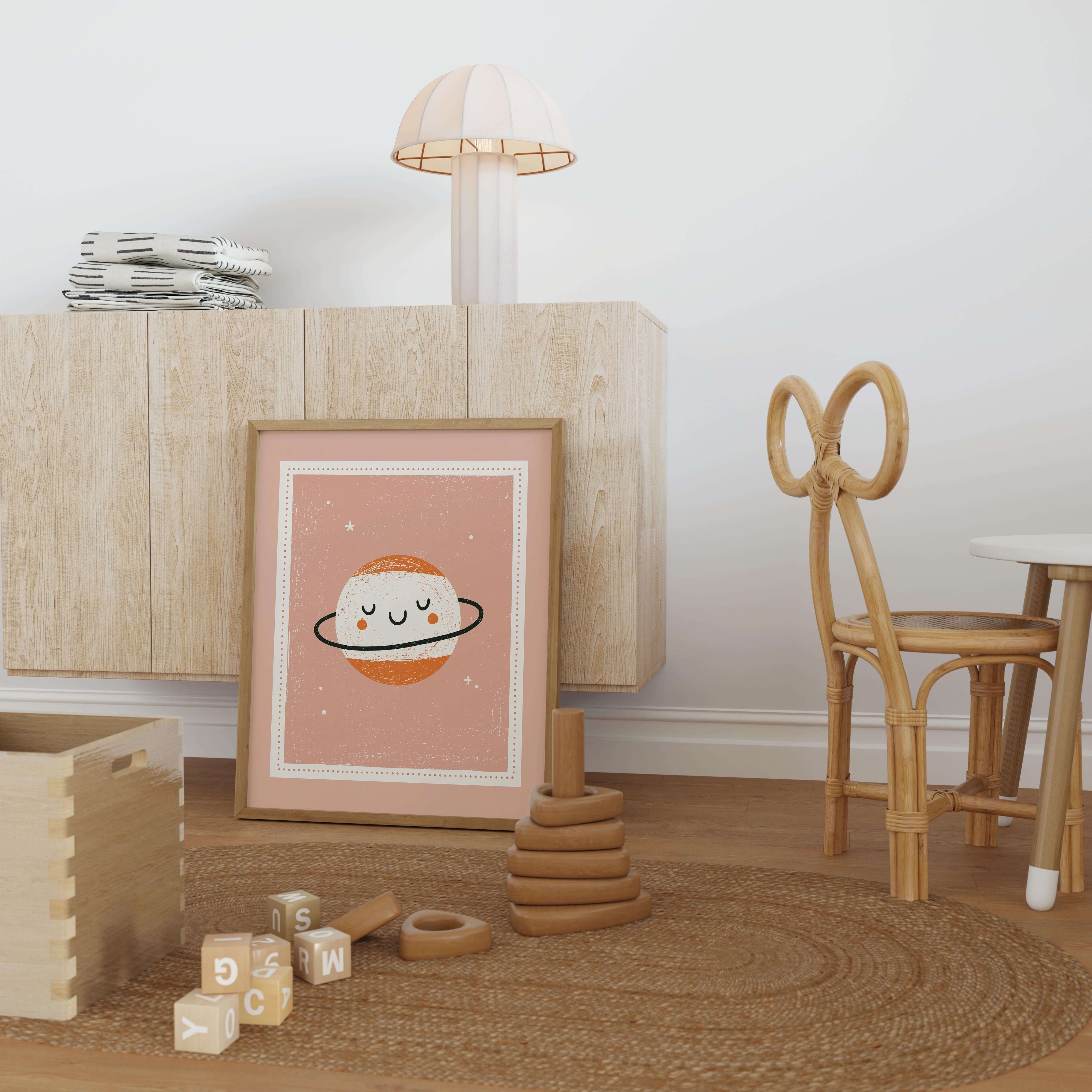 Happy Planet Nursery Print - Framed Mockup