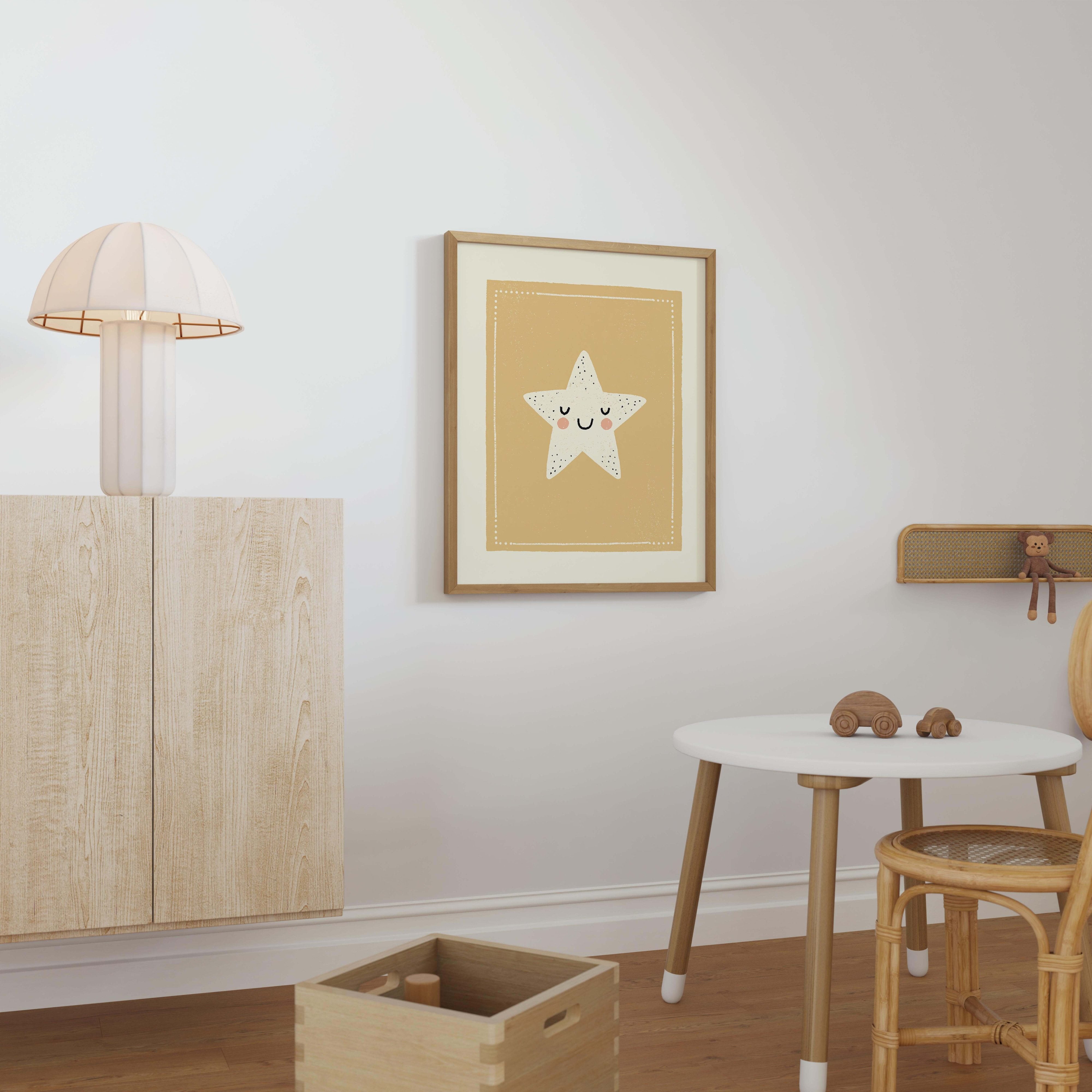 Happy Star Nursery Print - Framed Mockup
