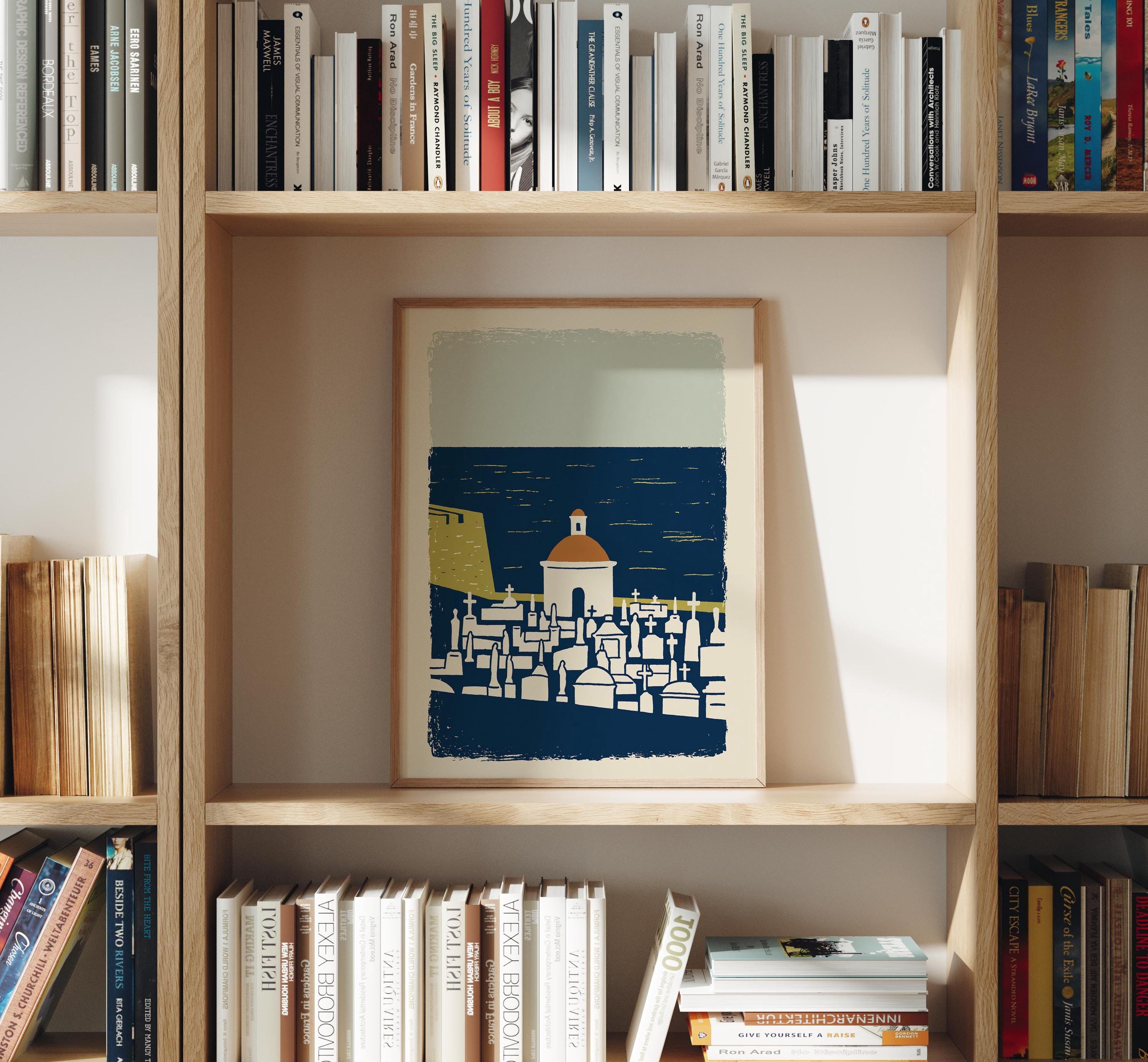 Santa Maria Magdalena cemetery chapel art print, Old San Juan Puerto Rico