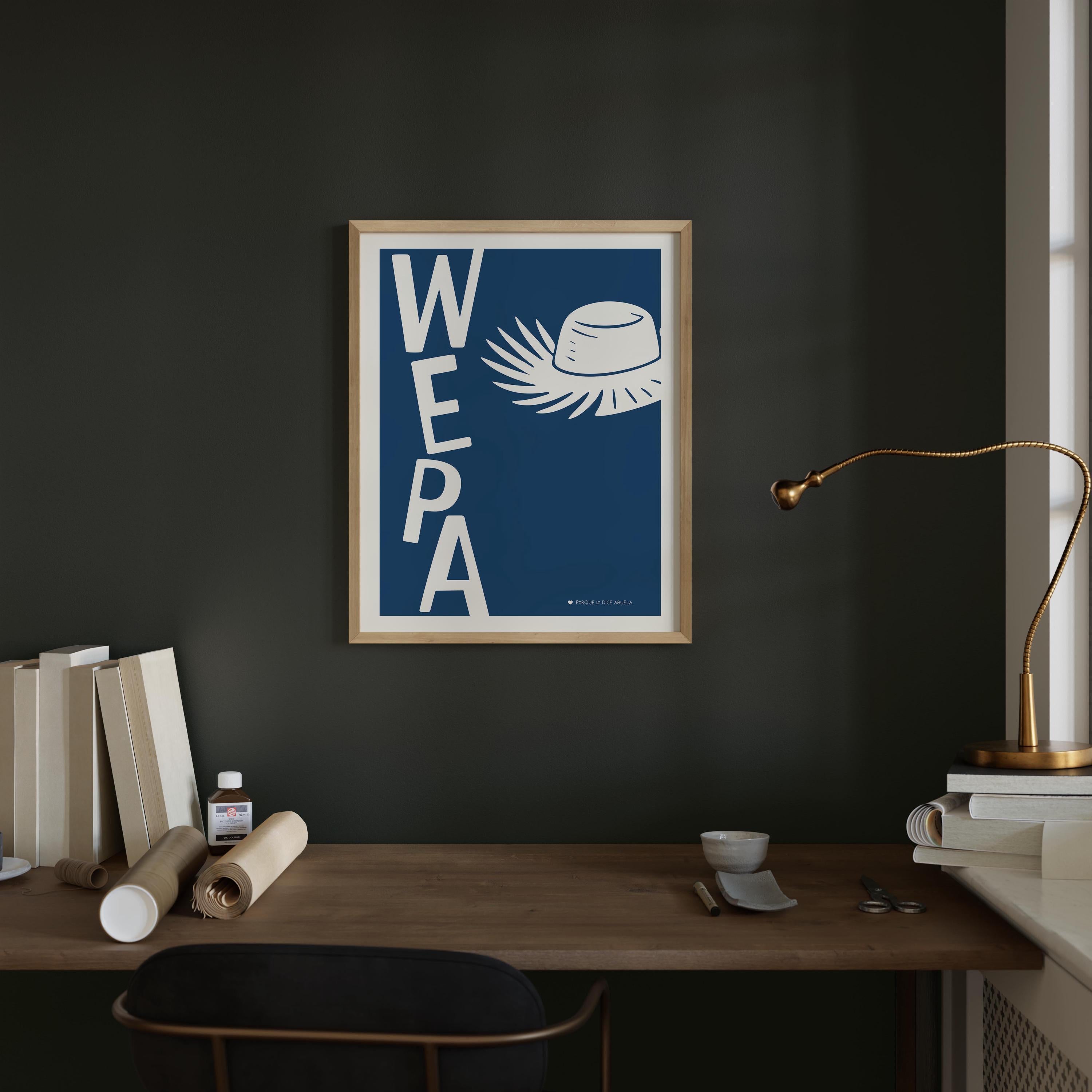 Wepa hat art print, Puerto Rican pride wall art with straw hat