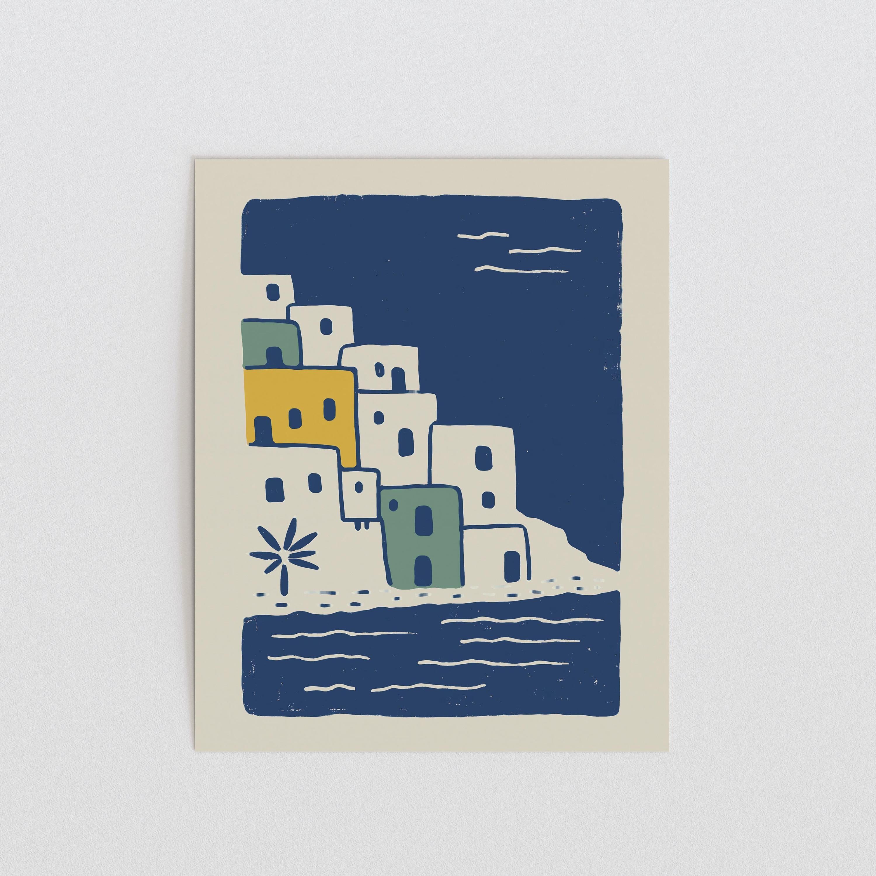 La Perla art print, colorful coastal houses in Old San Juan Puerto Rico