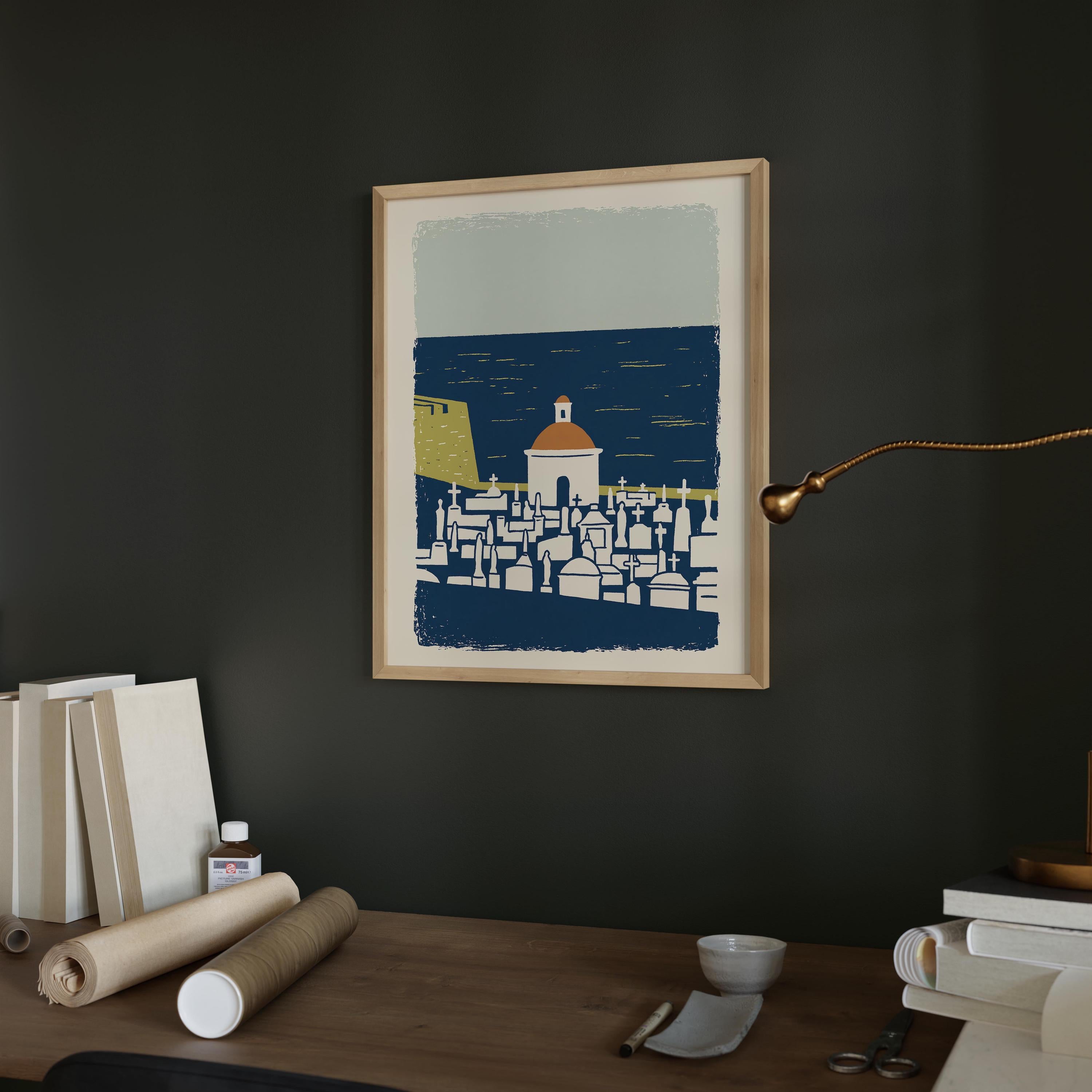 Santa Maria Magdalena cemetery chapel art print, Old San Juan Puerto Rico