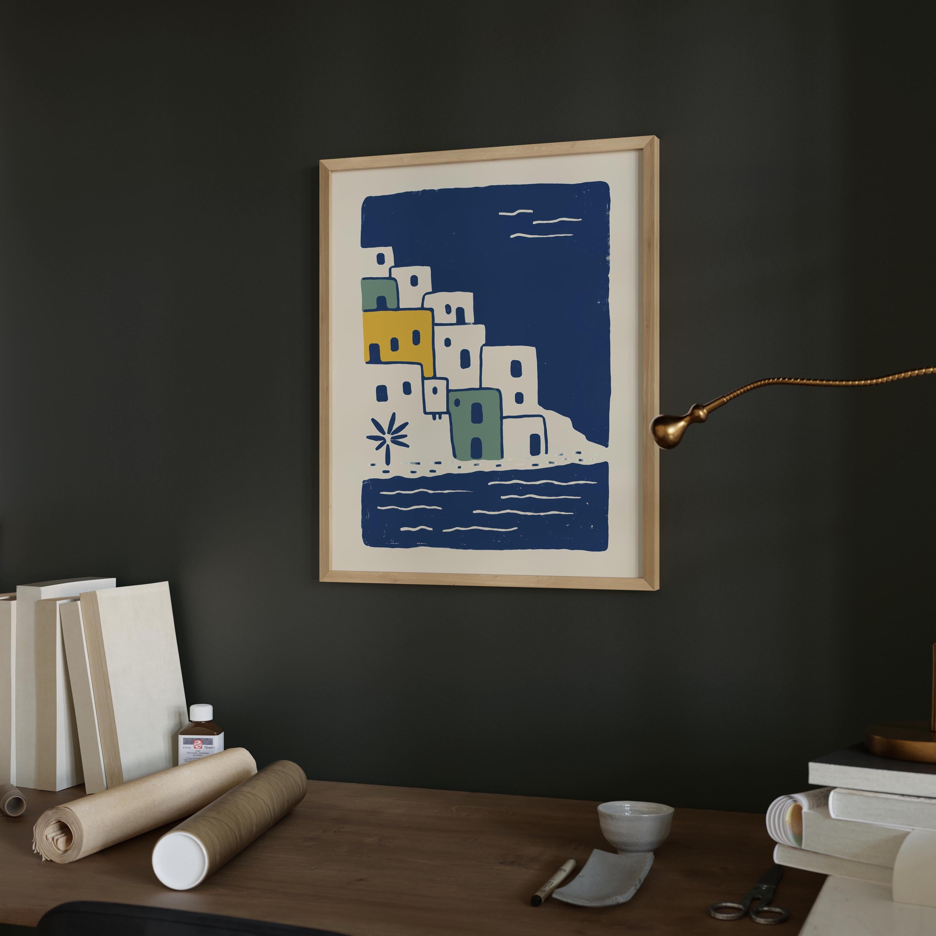 La Perla art print, colorful coastal houses in Old San Juan Puerto Rico