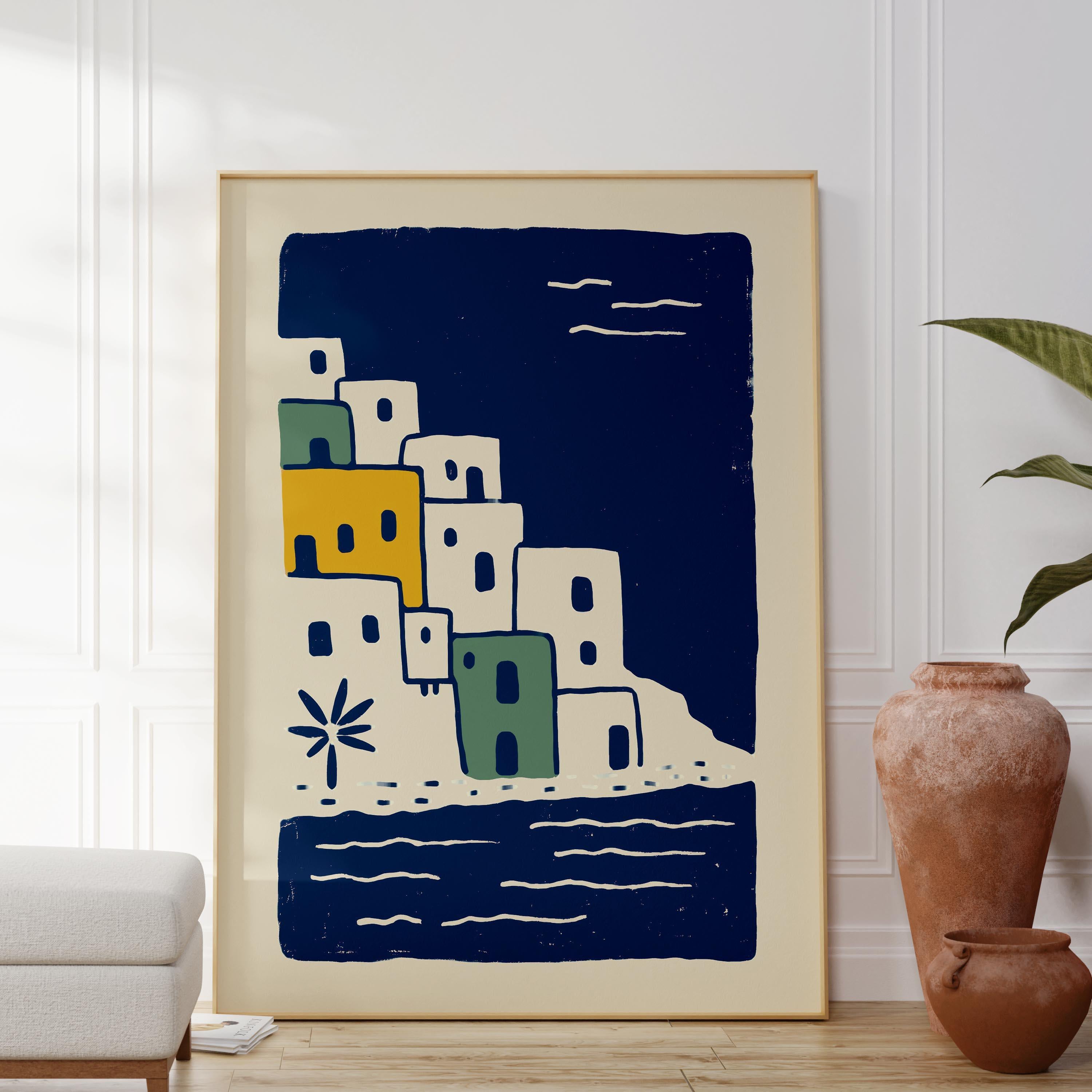 La Perla art print, colorful coastal houses in Old San Juan Puerto Rico