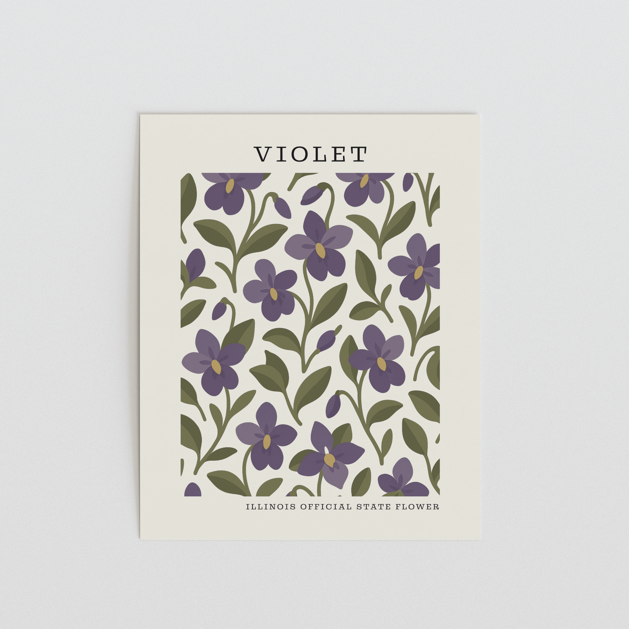 Illinois State Flower Art Print – Violet - The FlatFile Society