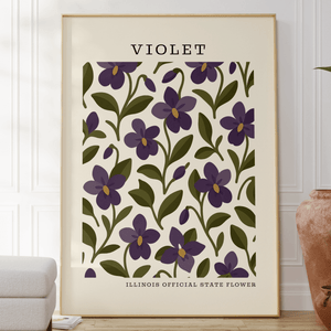 Illinois State Flower Art Print – Violet - The FlatFile Society