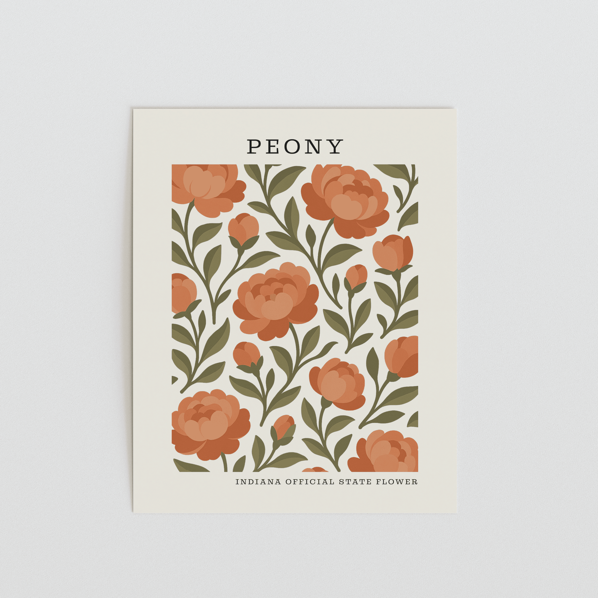 Indiana State Flower Art Print – Peony - The FlatFile Society
