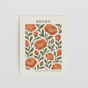 Indiana State Flower Art Print – Peony - The FlatFile Society