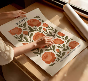 Indiana State Flower Art Print – Peony - The FlatFile Society