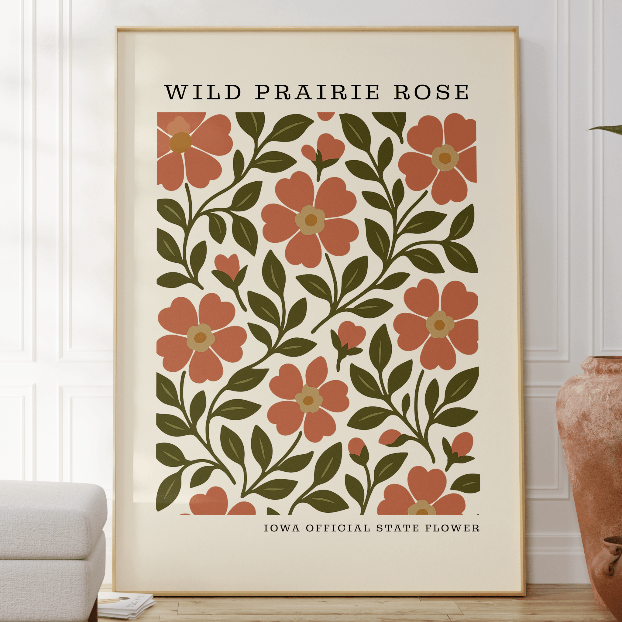 Iowa State Flower Art Print – Wild Prairie Rose - The FlatFile Society