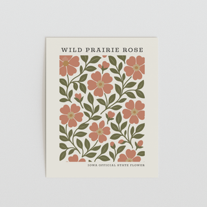 Iowa State Flower Art Print – Wild Prairie Rose - The FlatFile Society