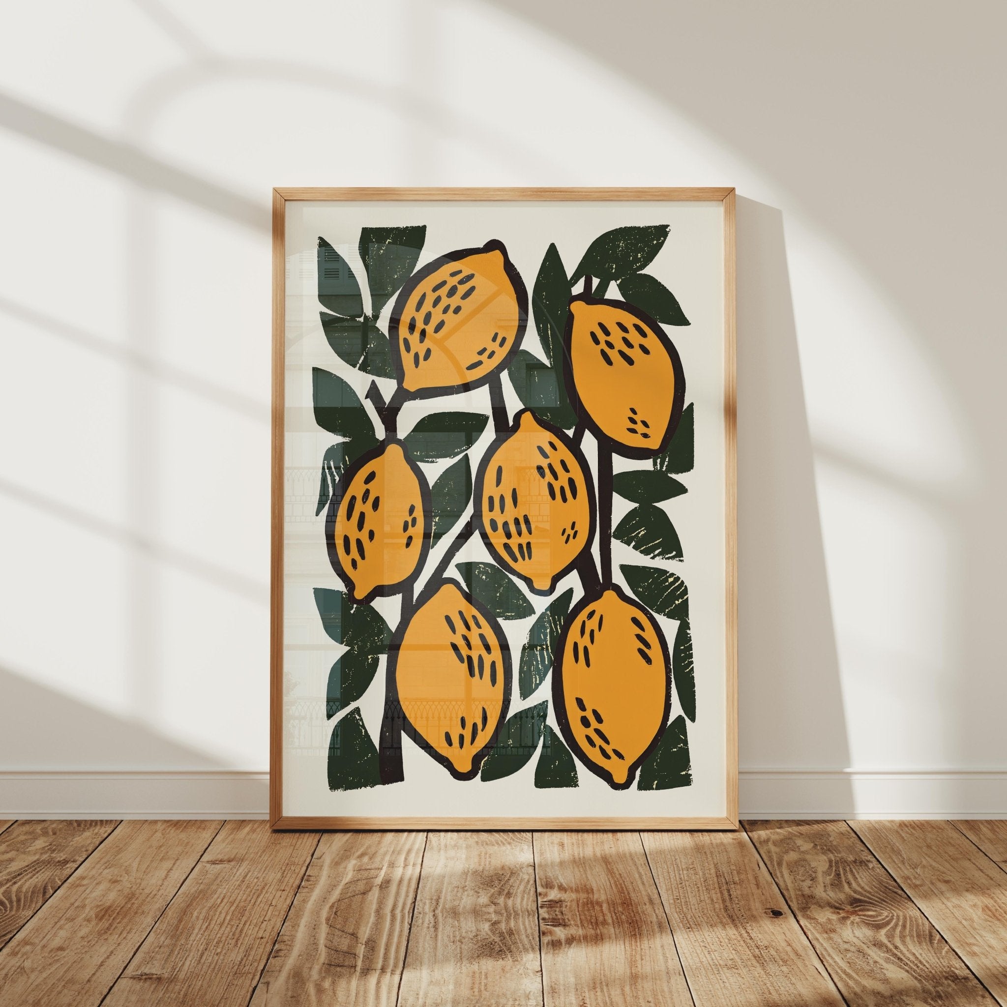 Lemon Branch Art Print, Mediterranean Kitchen Wall Decor - The FlatFile Society