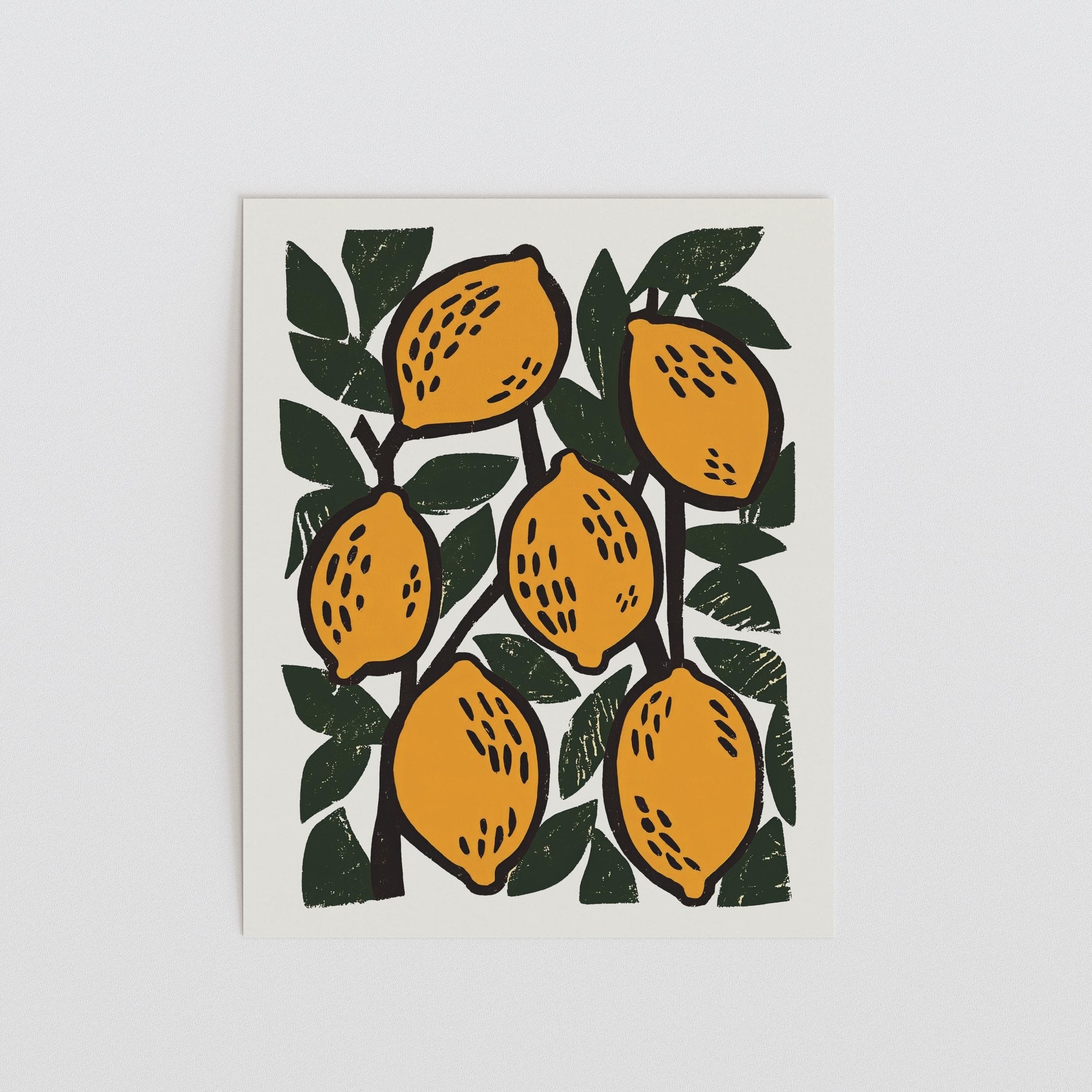 Lemon Branch Art Print, Mediterranean Kitchen Wall Decor - The FlatFile Society