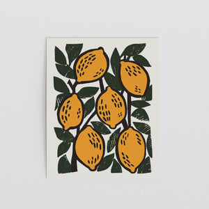Lemon Branch Art Print, Mediterranean Kitchen Wall Decor - The FlatFile Society