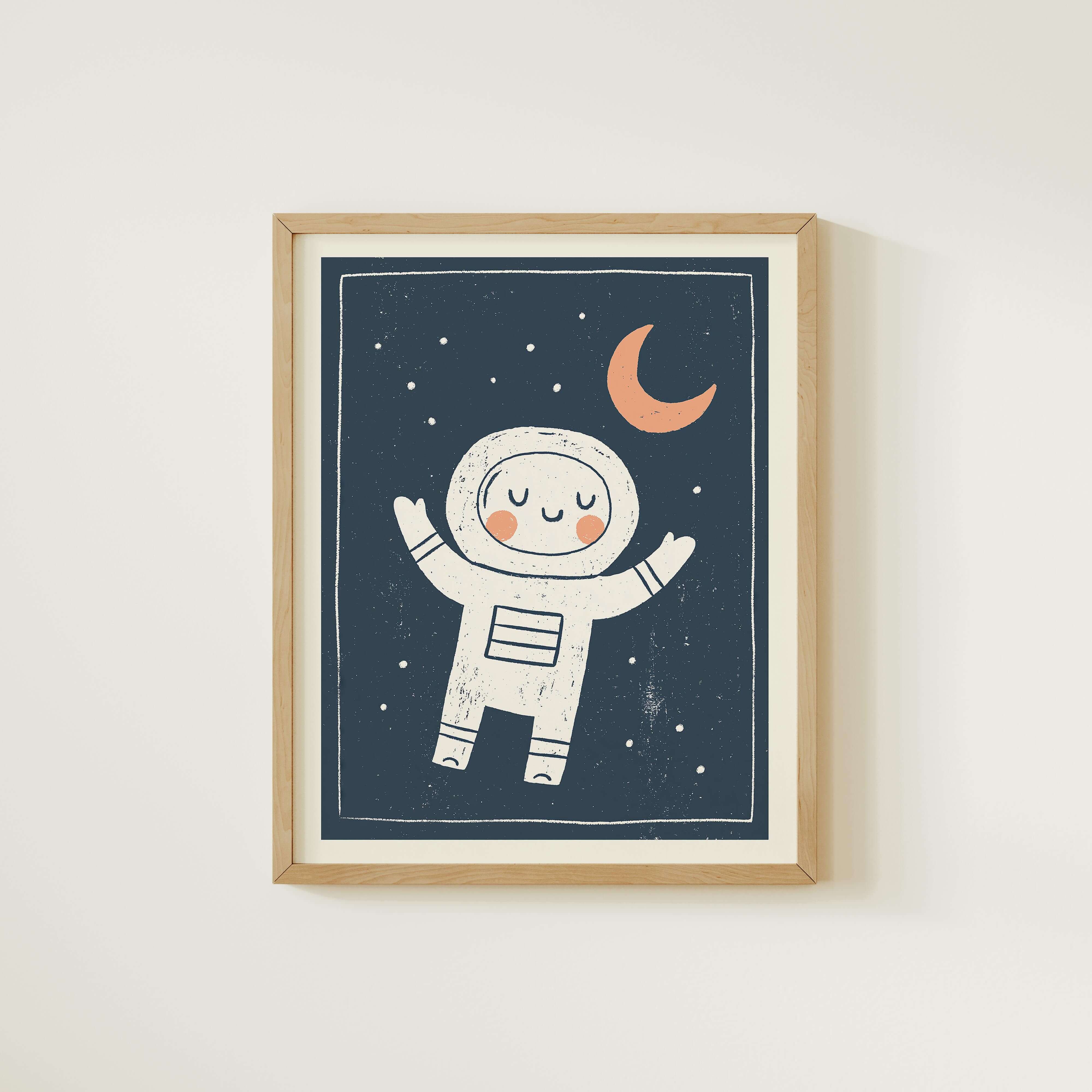Little Astronaut Moon Nursery Print