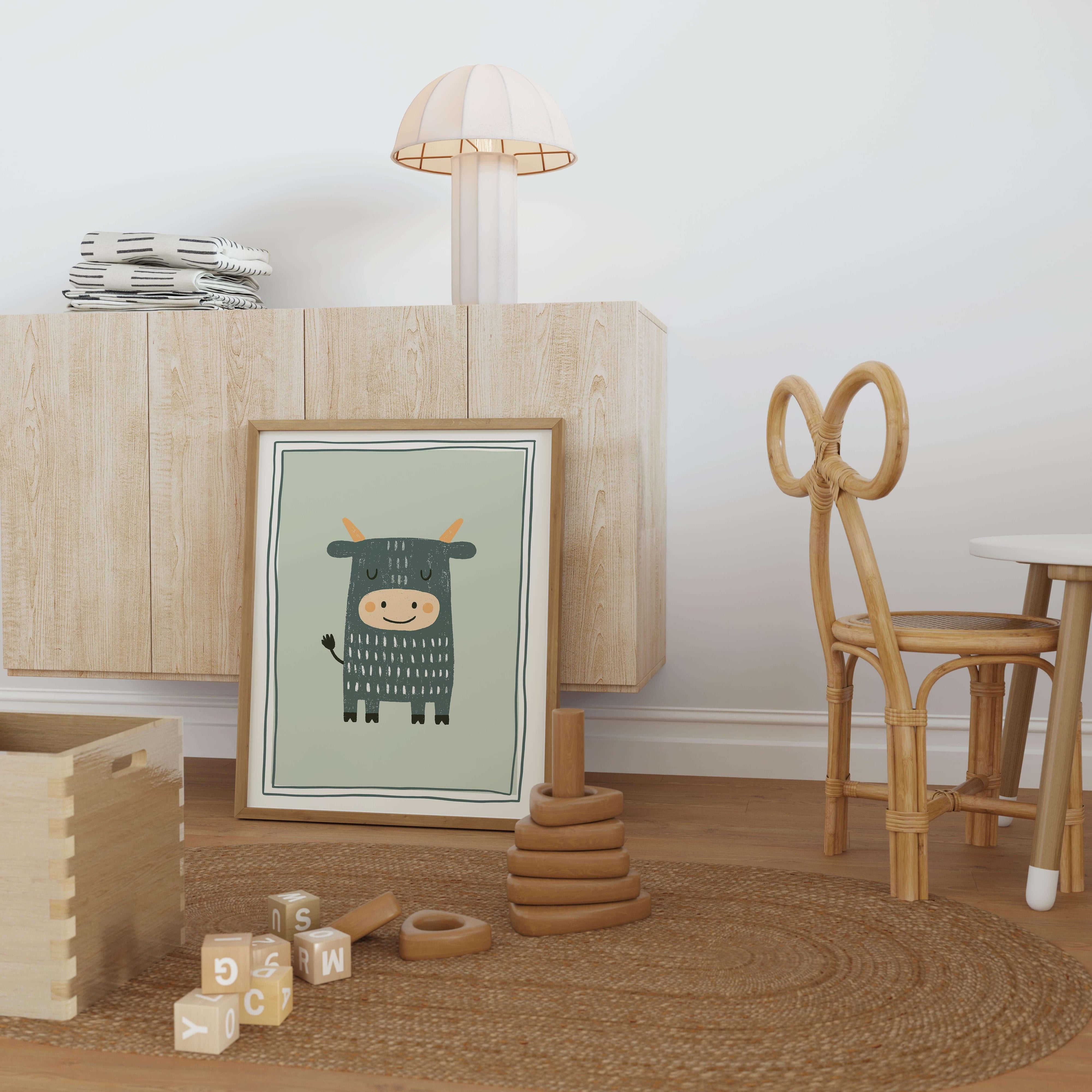 Little Bull Nursery Print - Framed Mockup