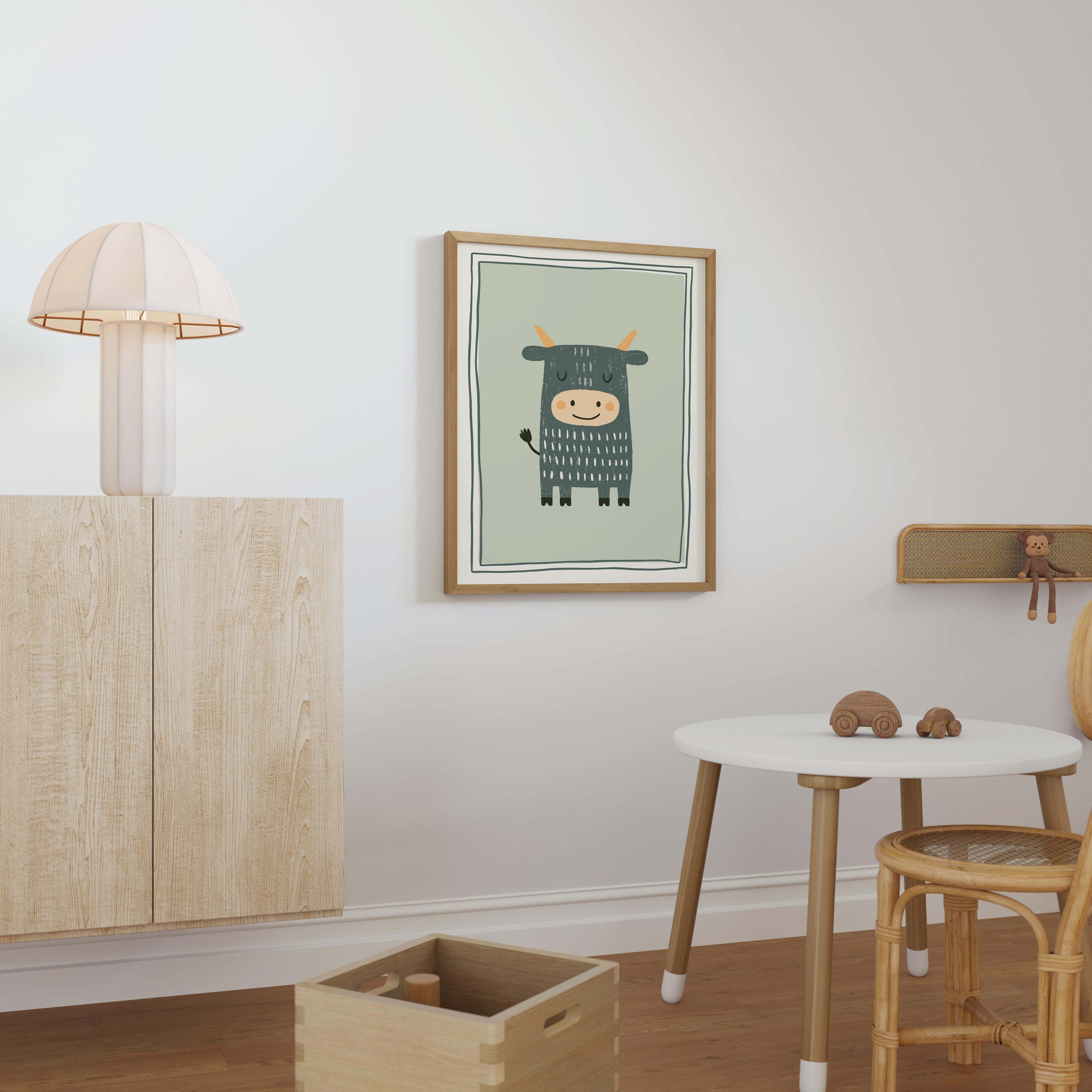 Little Bull Nursery Print - Framed Mockup