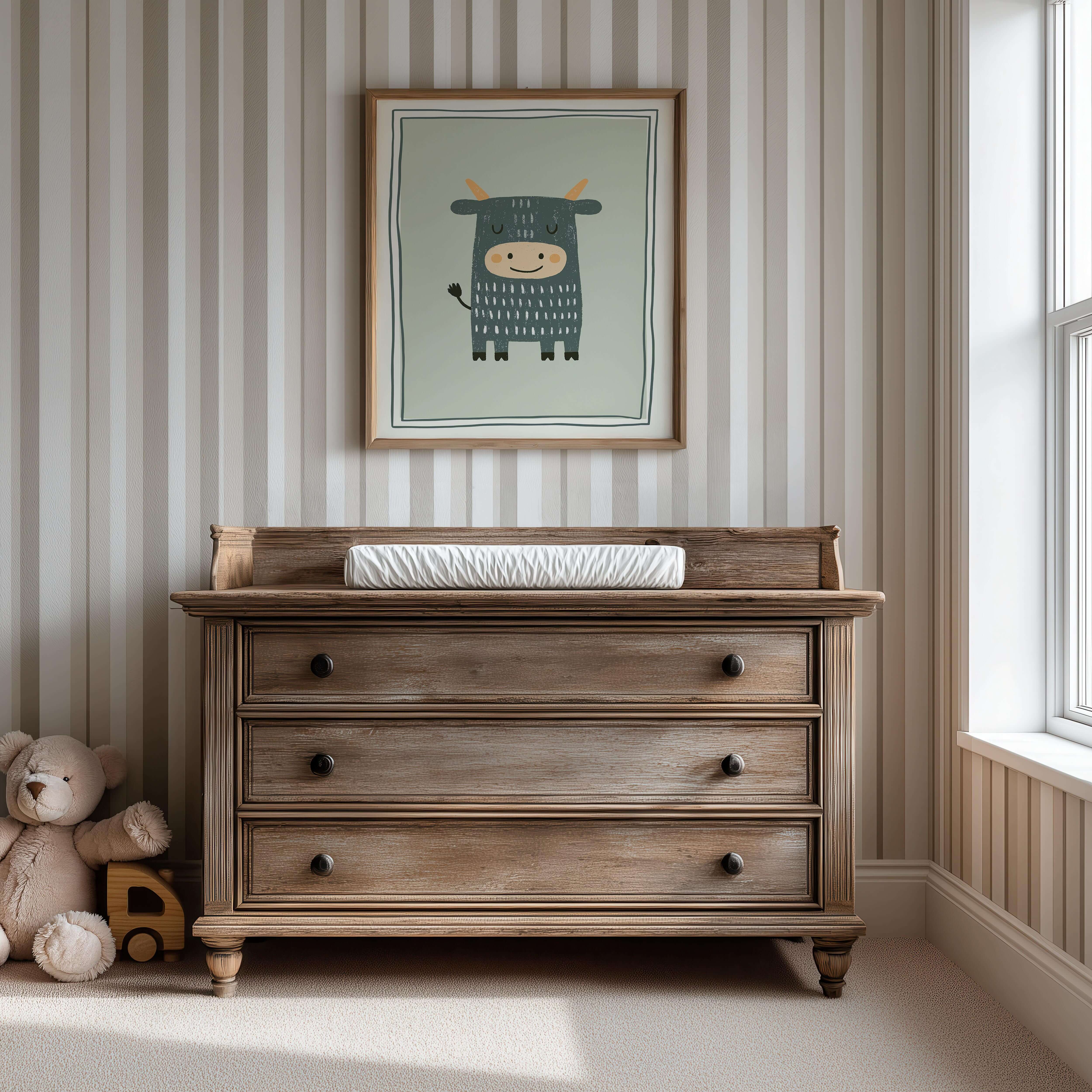 Little Bull Nursery Print - Framed Mockup