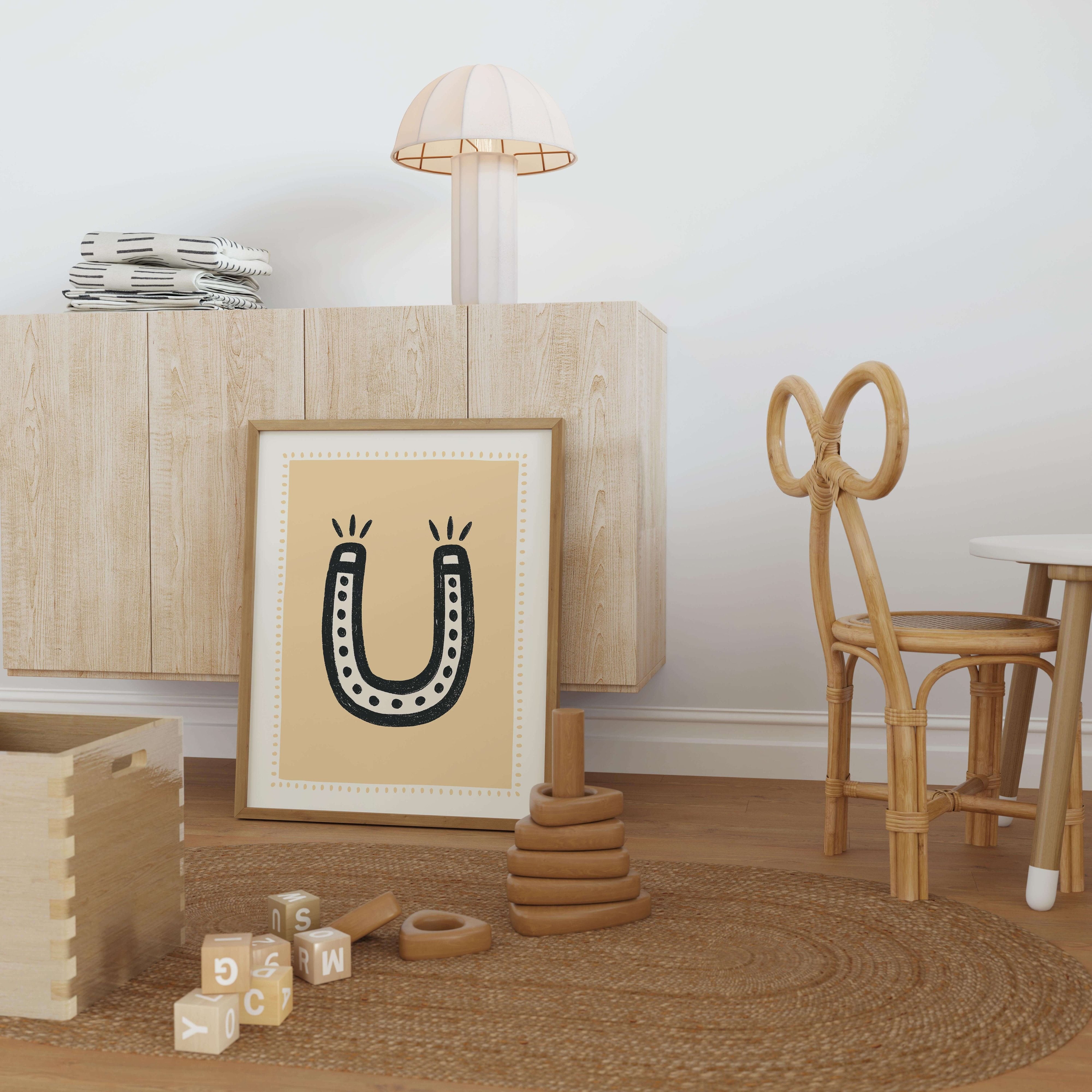 Lucky Horseshoe Nursery Print - Framed Mockup