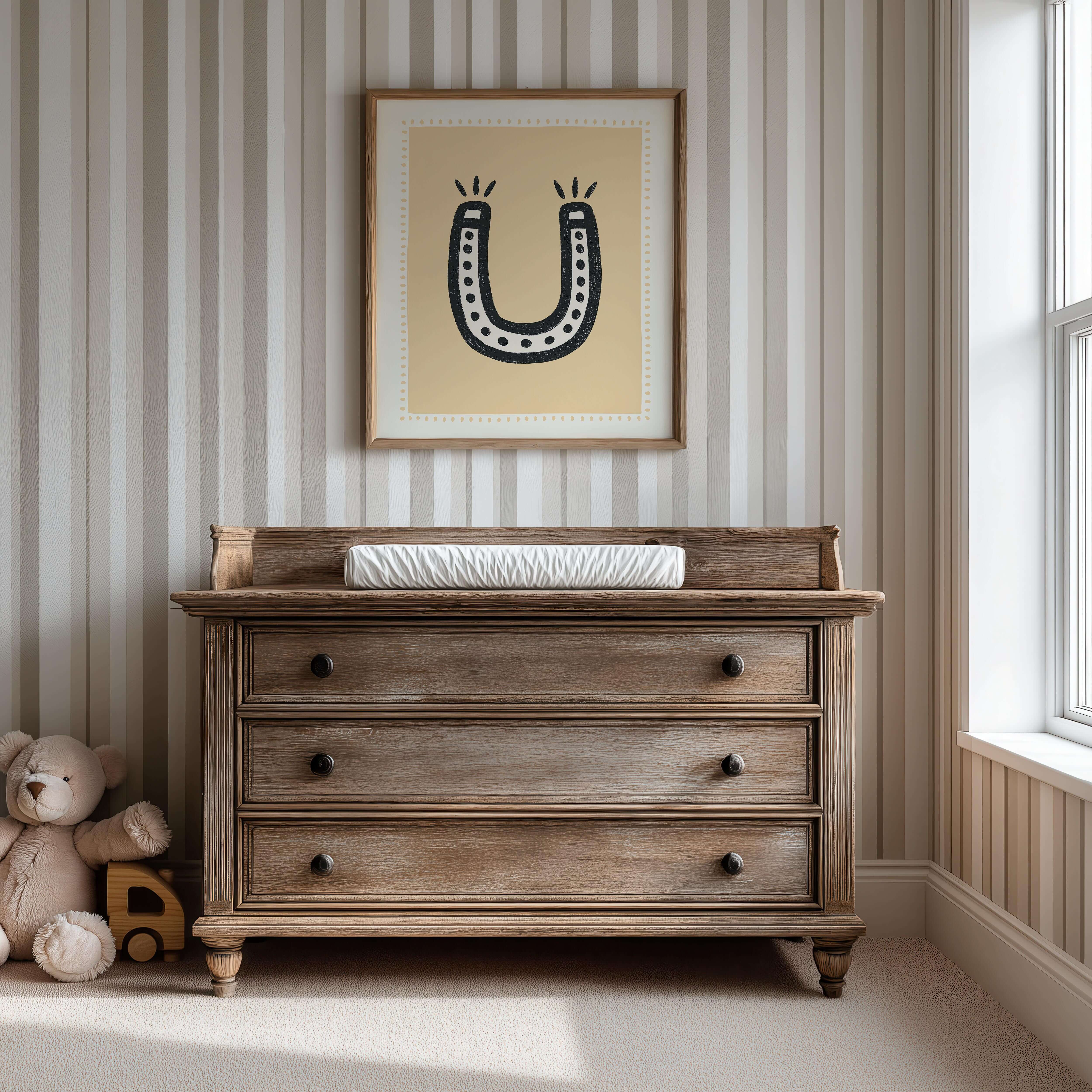 Lucky Horseshoe Nursery Print - Framed Mockup