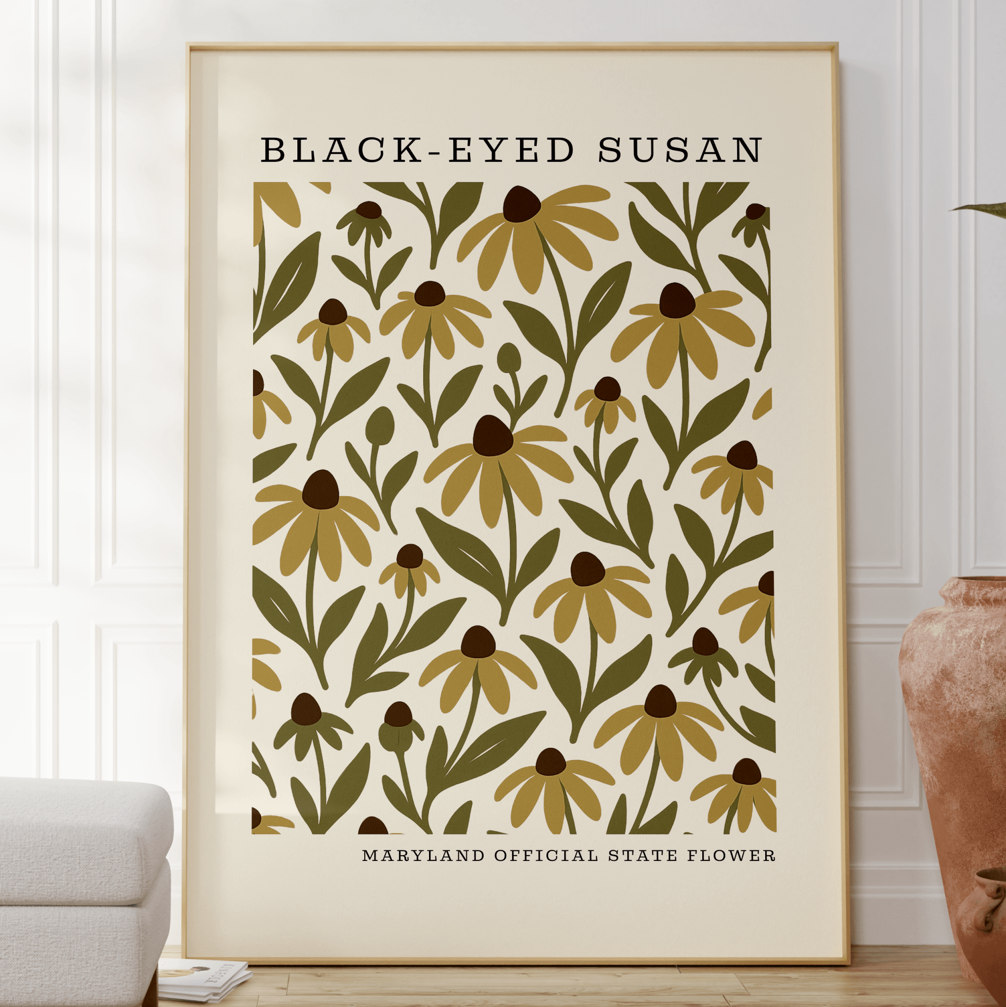 Maryland State Flower Art Print – Black - Eyed Susan - The FlatFile Society