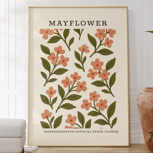 Massachusetts State Flower Art Print – Mayflower - The FlatFile Society