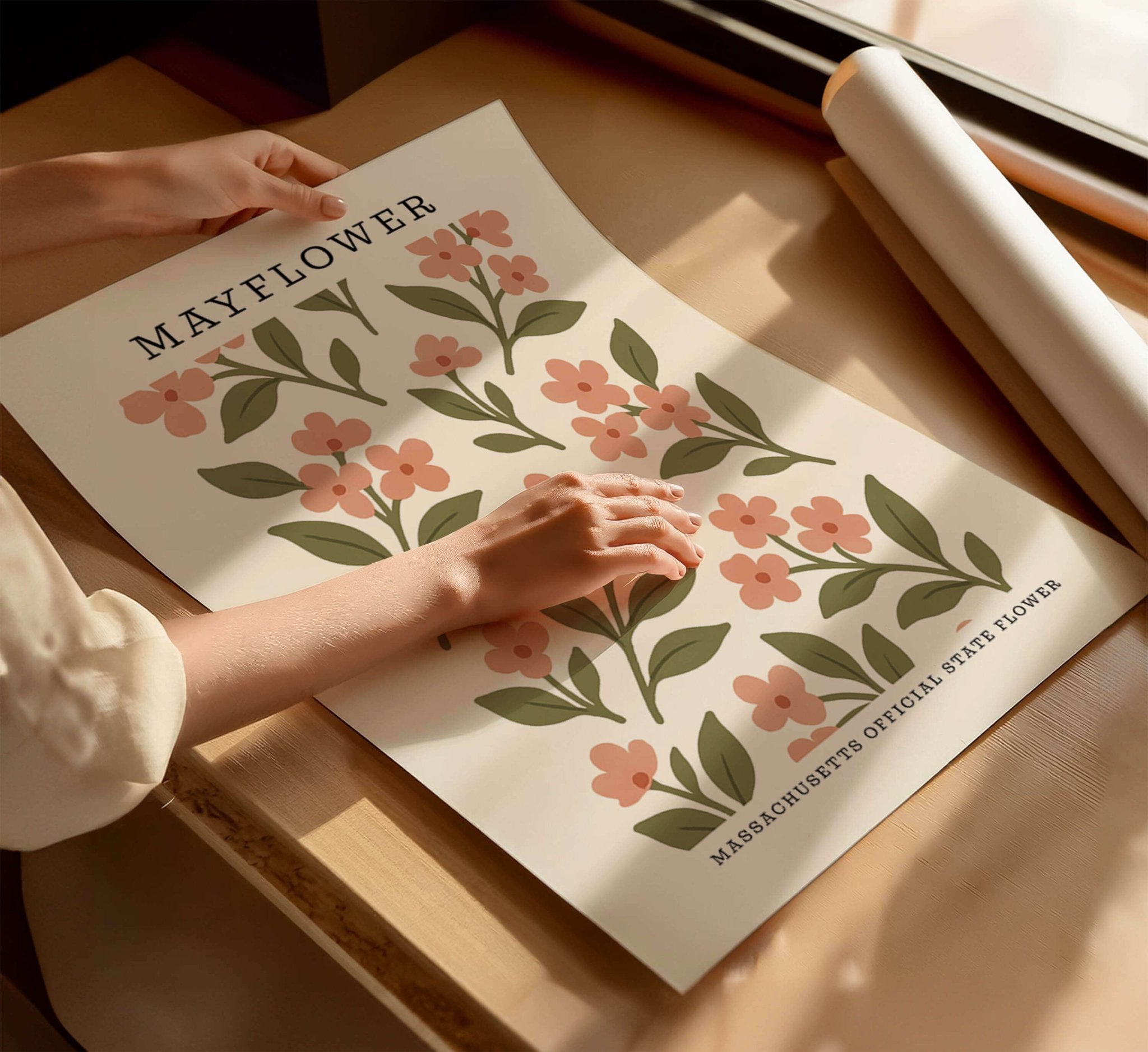 Massachusetts State Flower Art Print – Mayflower - The FlatFile Society