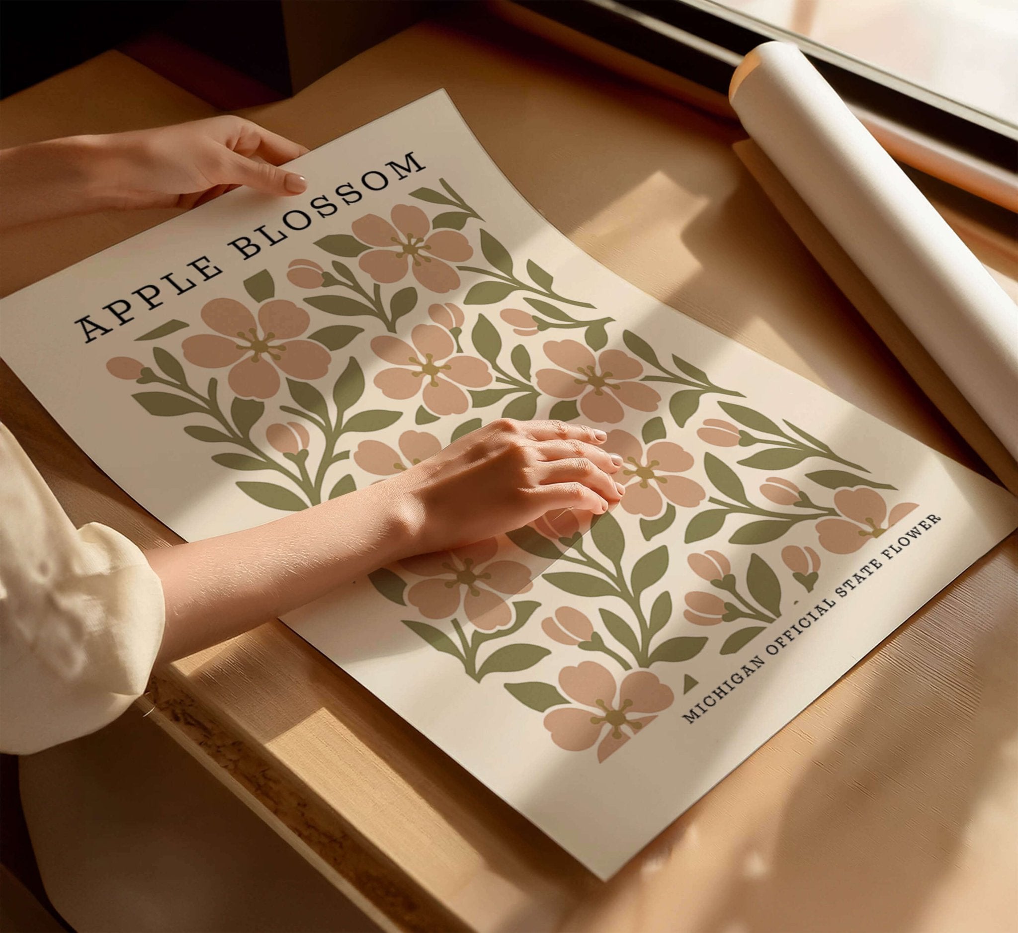 Michigan State Flower Art Print – Apple Blossom - The FlatFile Society