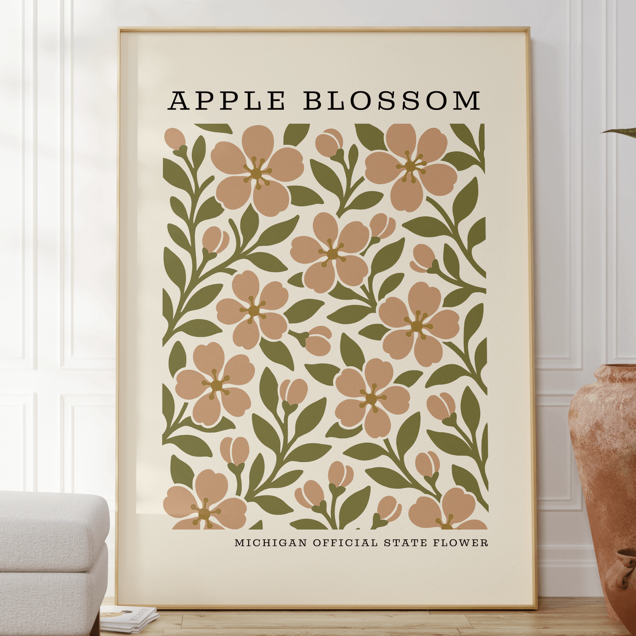 Michigan State Flower Art Print – Apple Blossom - The FlatFile Society
