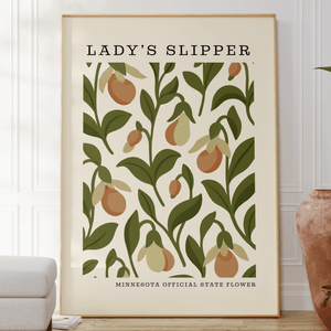 Minnesota State Flower Art Print – Pink and White Lady's Slipper - The FlatFile Society