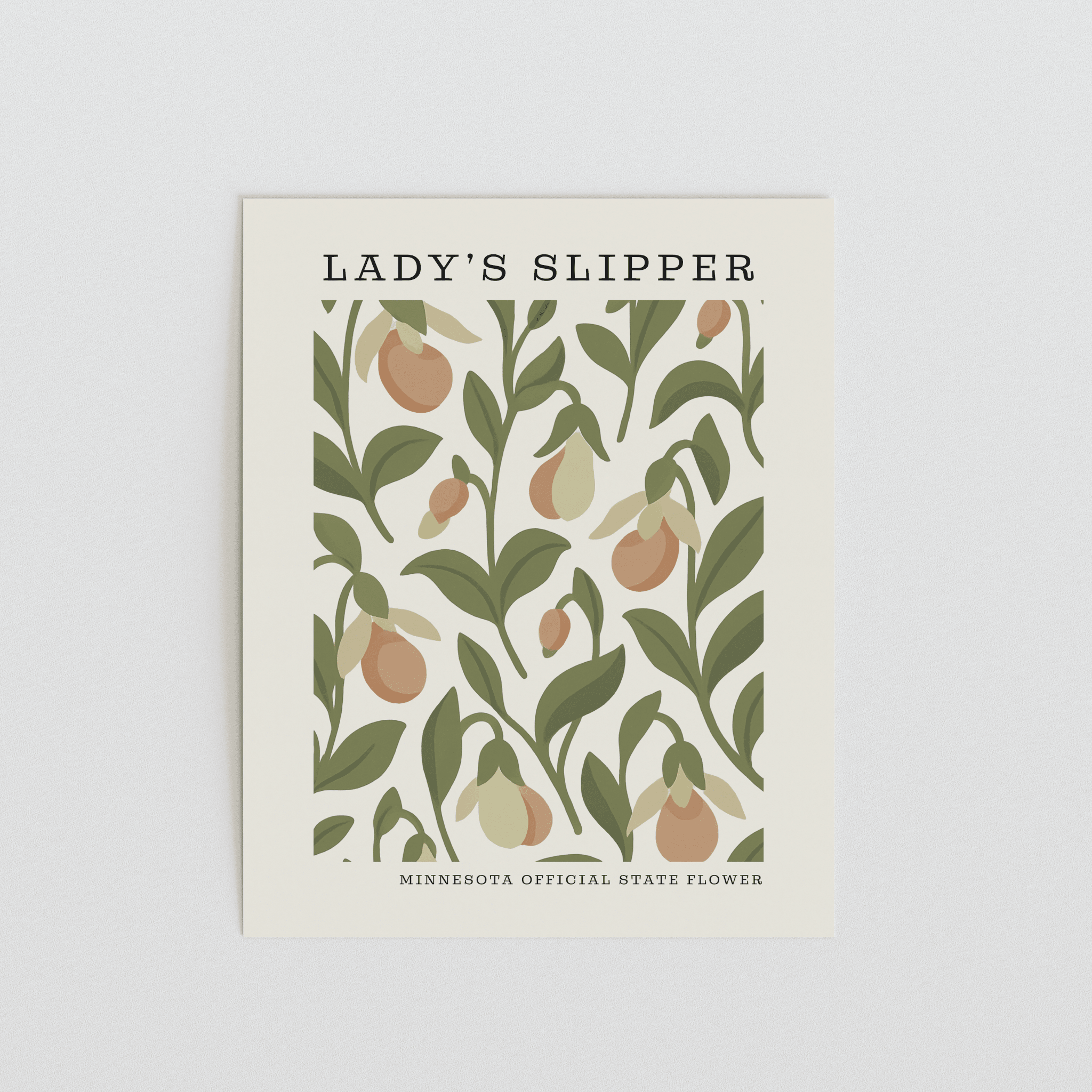 Minnesota State Flower Art Print – Pink and White Lady's Slipper - The FlatFile Society