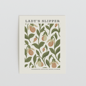 Minnesota State Flower Art Print – Pink and White Lady's Slipper - The FlatFile Society