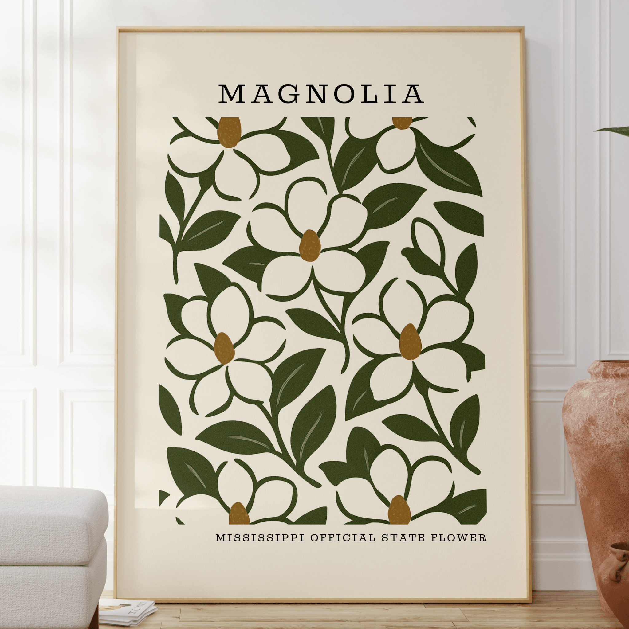 Mississippi State Flower Art Print – Magnolia - The FlatFile Society