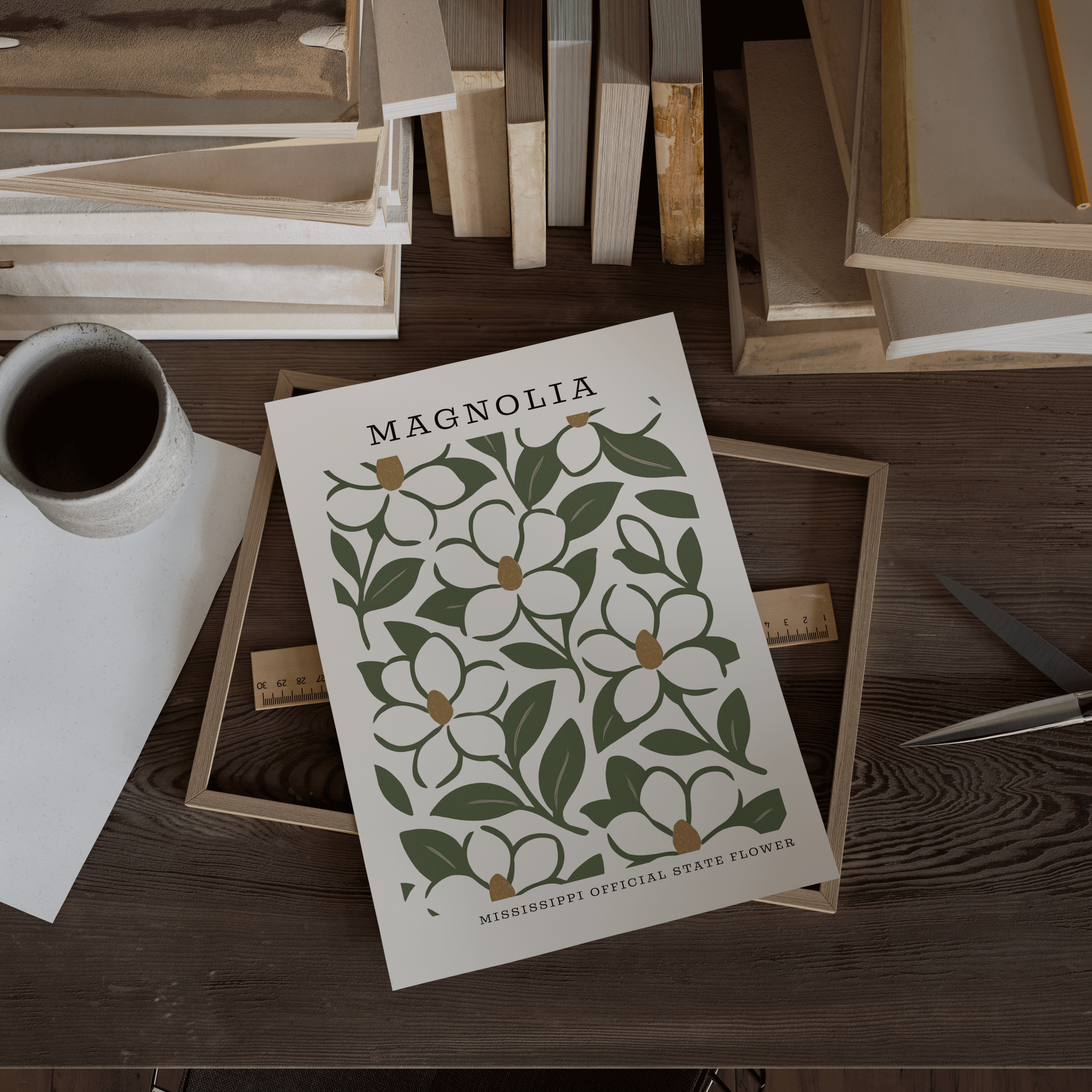 Mississippi State Flower Art Print – Magnolia - The FlatFile Society