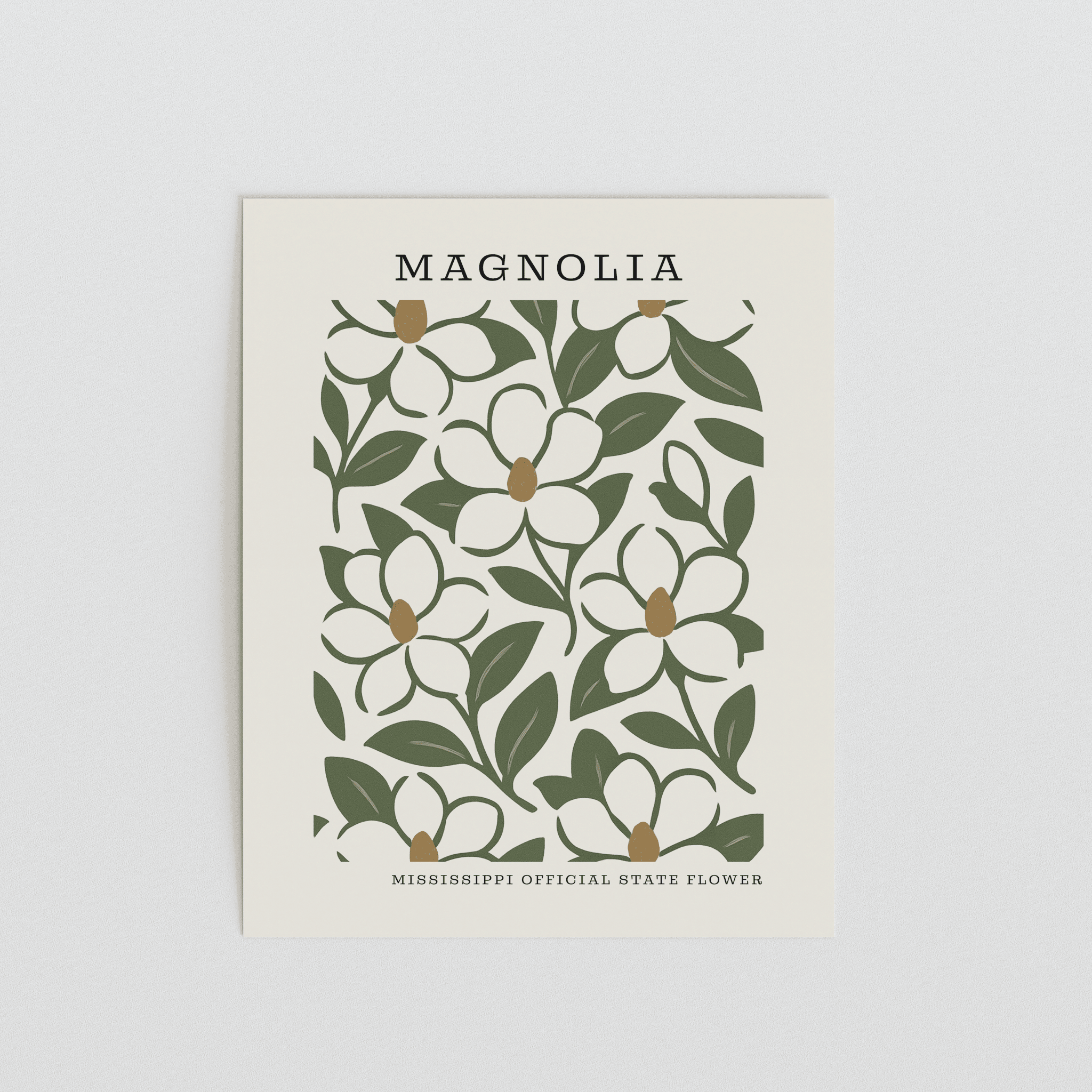 Mississippi State Flower Art Print – Magnolia - The FlatFile Society