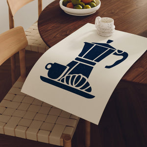 Moka Pot and Croissant Art Print, Coffee Bar Wall Decor - The FlatFile Society