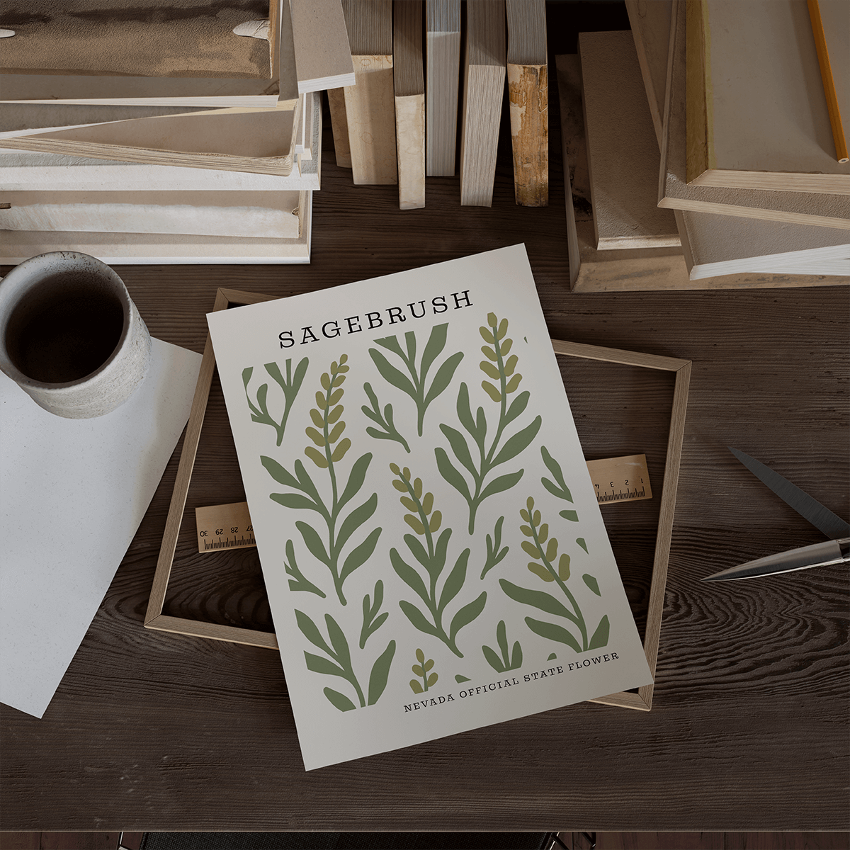 Nevada State Flower Art Print – Sagebrush - The FlatFile Society