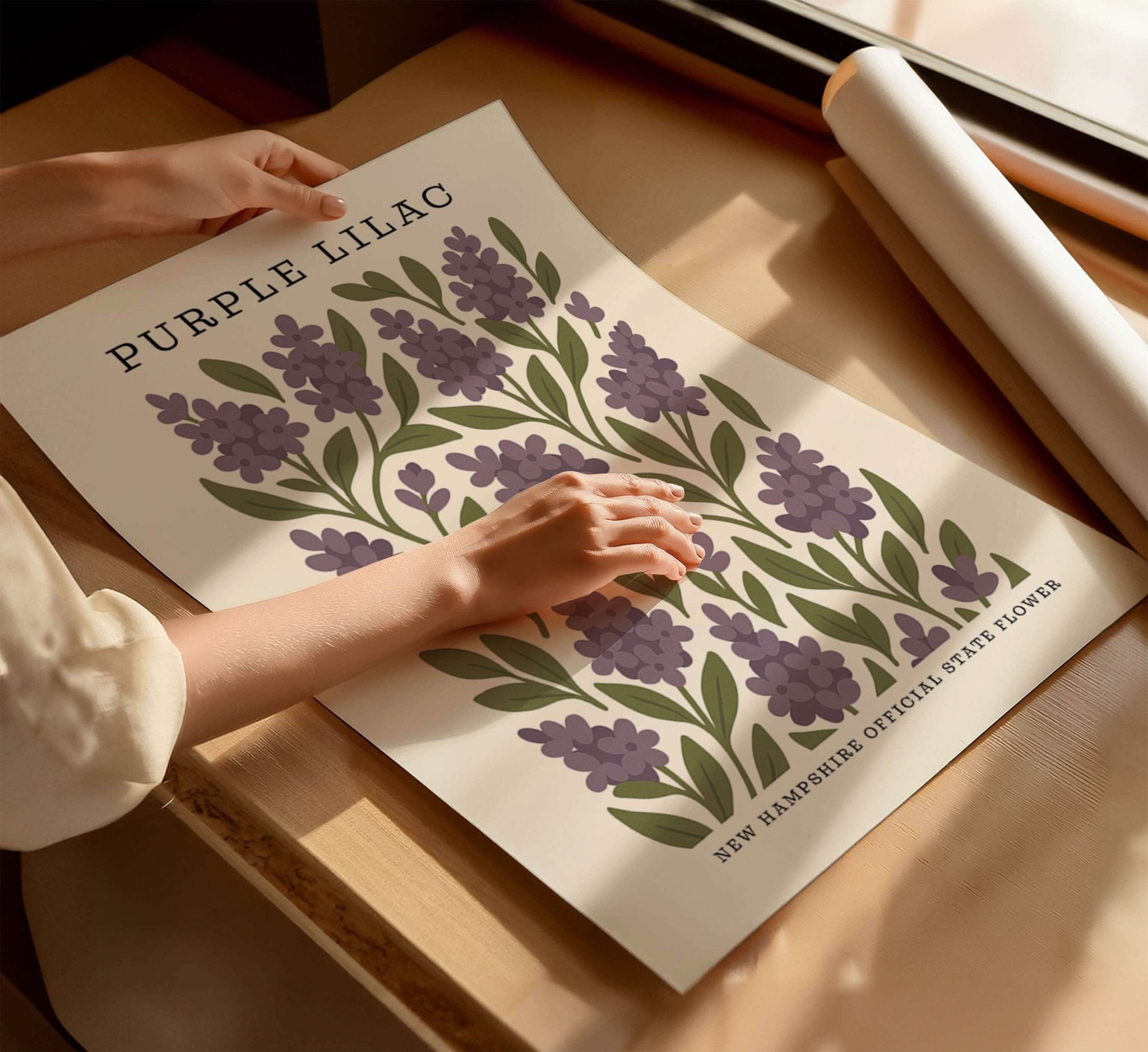 New Hampshire State Flower Art Print – Purple Lilac - The FlatFile Society