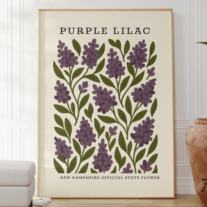 New Hampshire State Flower Art Print – Purple Lilac - The FlatFile Society